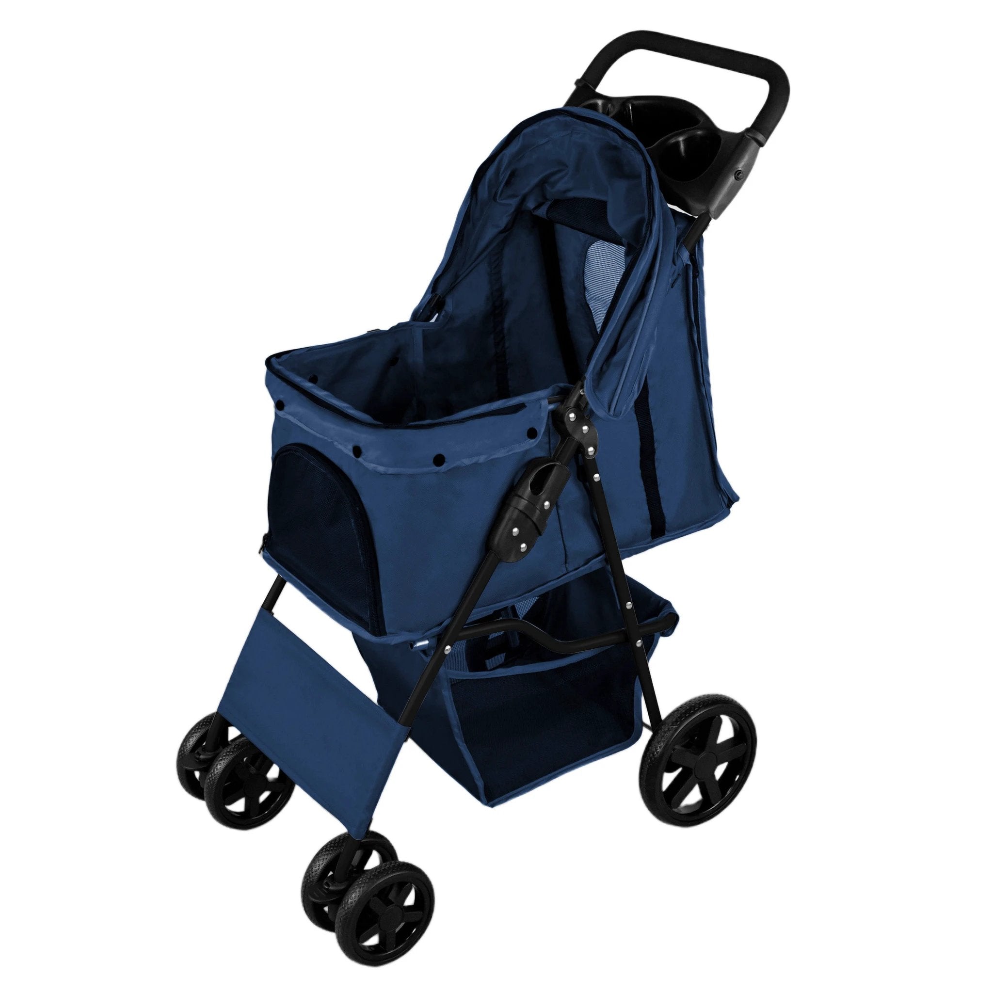 Monster Shop Pet Stroller with Rain Cover – Navy Blue -