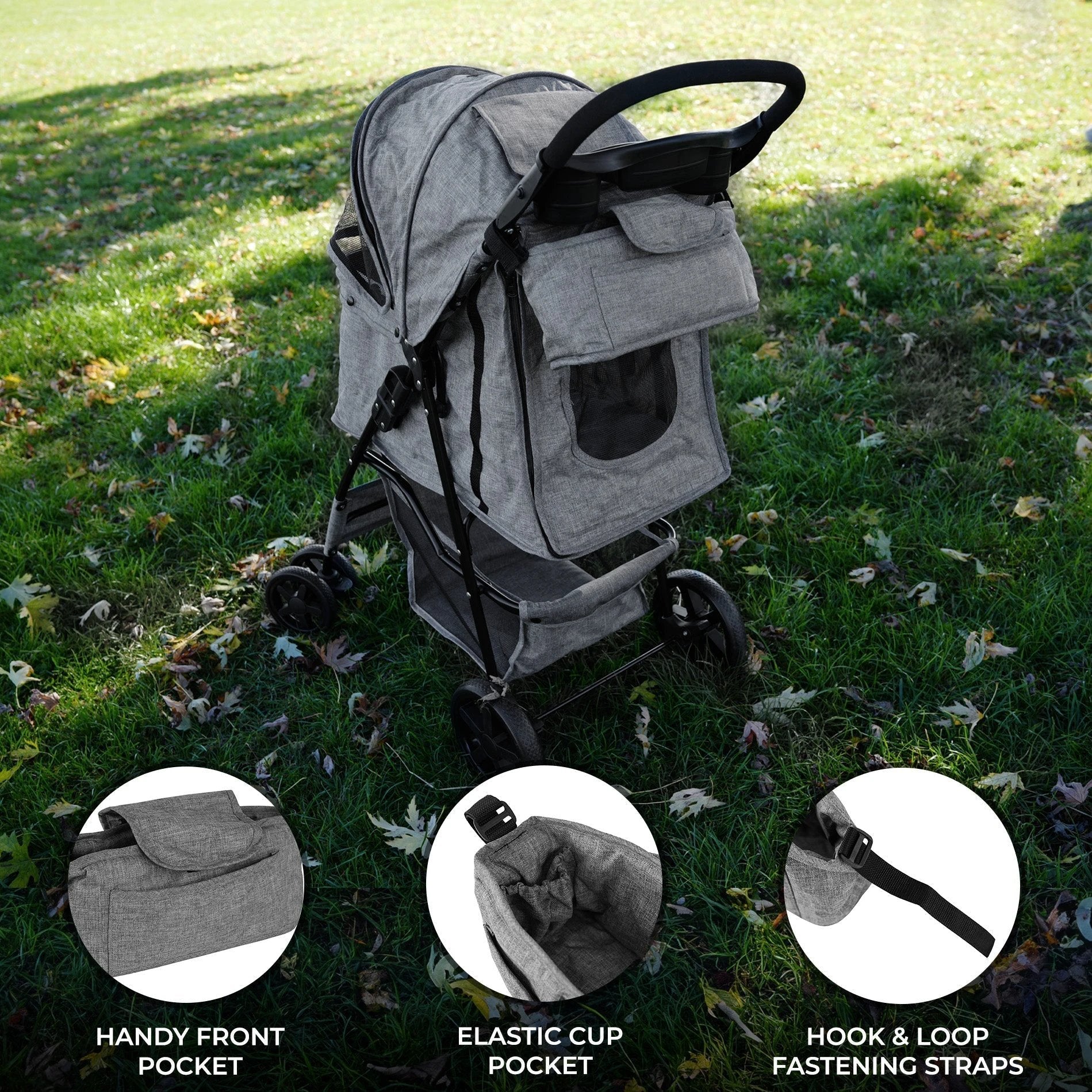 Monster Shop Pet Stroller Caddy Bag - Woven Grey -