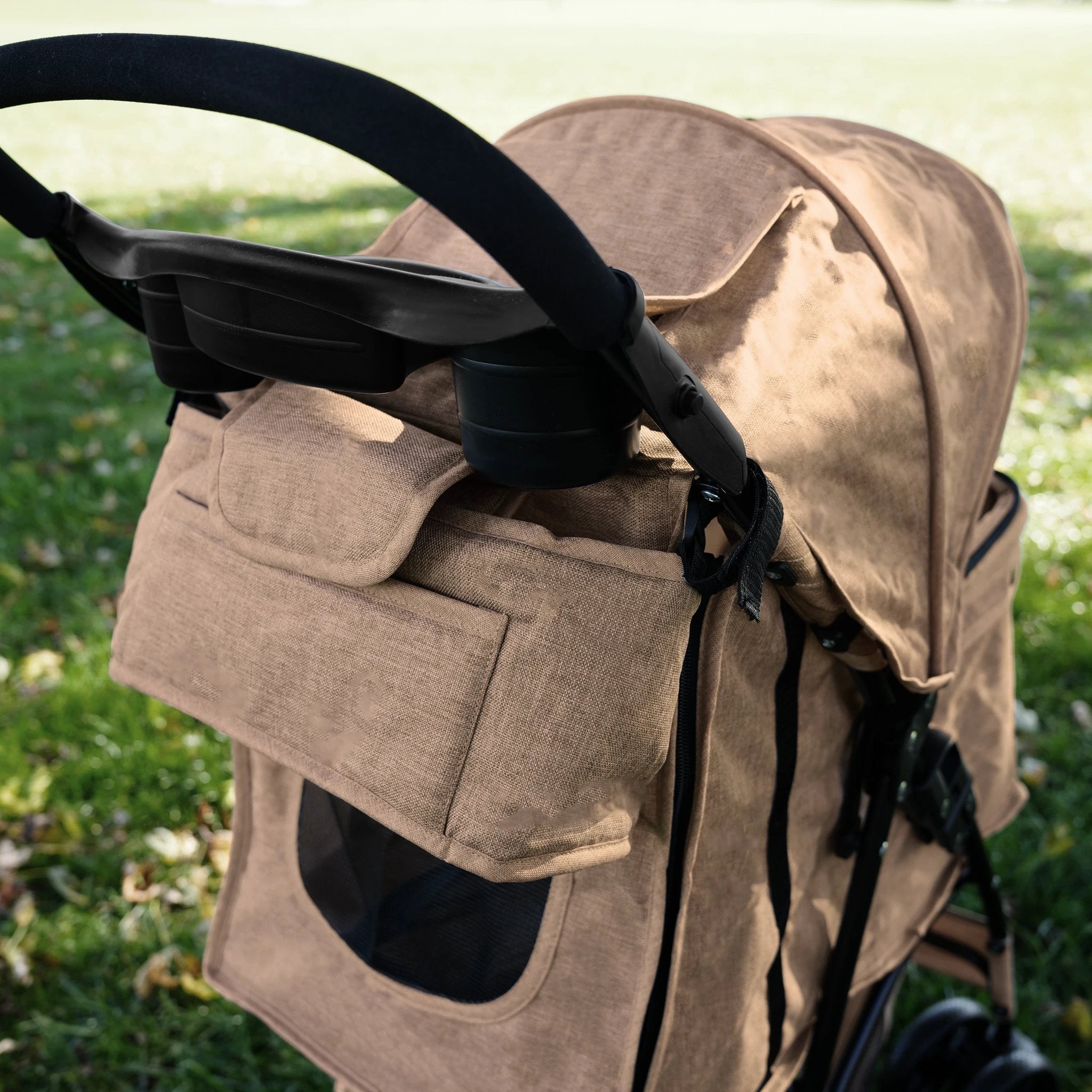 Monster Shop Pet Stroller Caddy Bag - Woven Beige -
