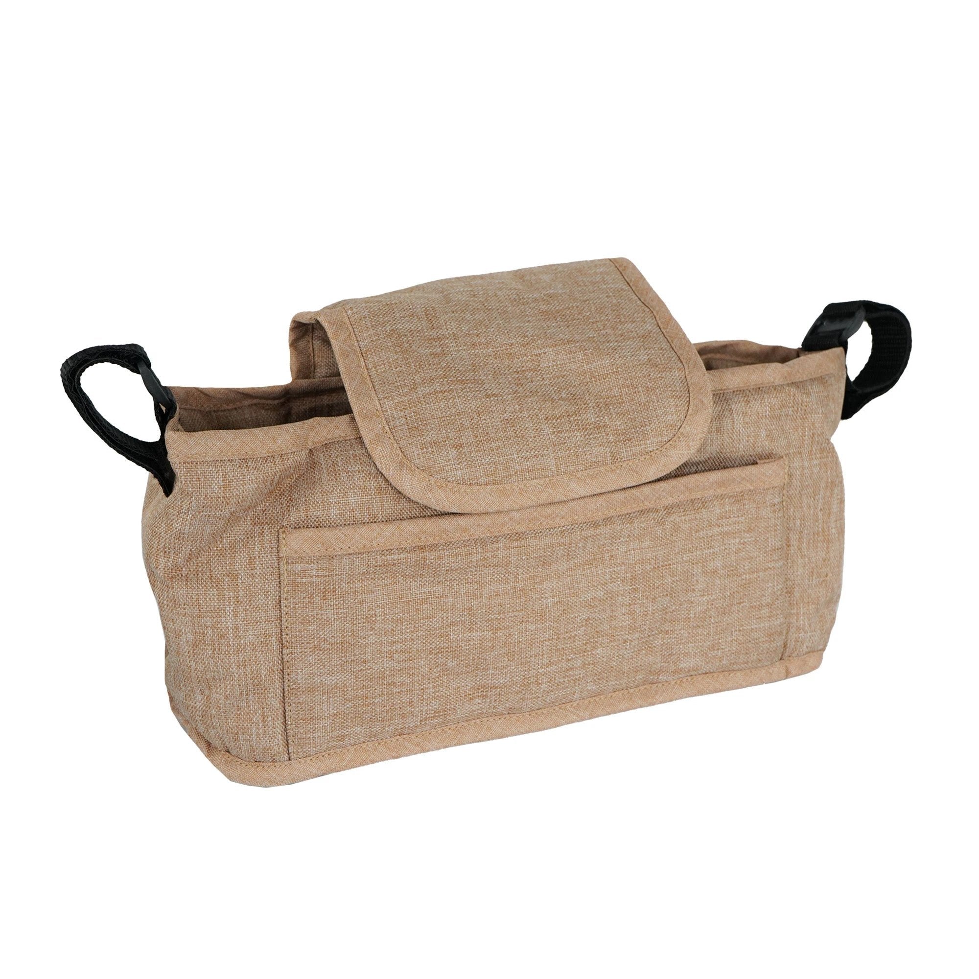 Monster Shop Pet Stroller with Rain Cover & Caddy Bag - Woven Beige -