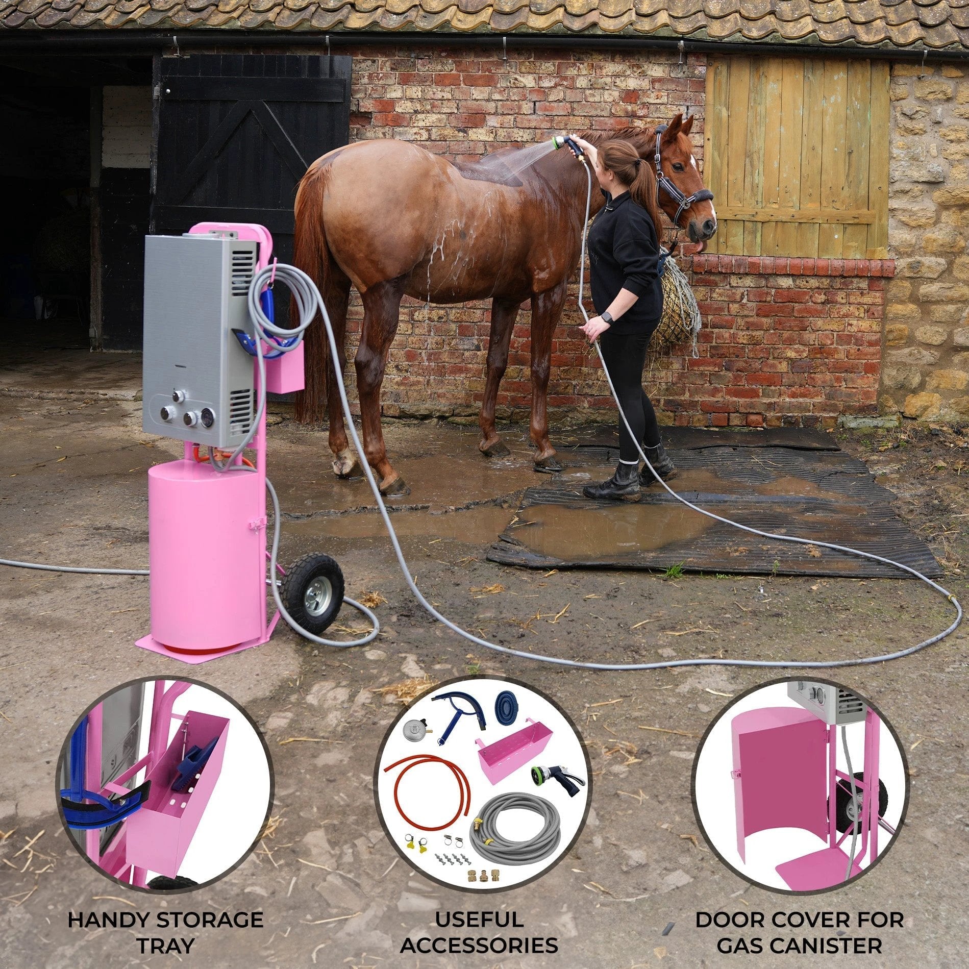 Deluxe Portable Horse Shower - Pink by Monster Shop