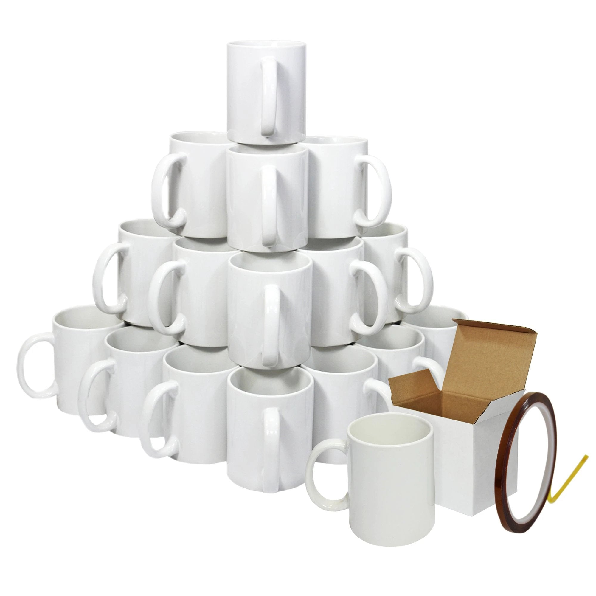 Monster Shop 36 White Sublimation Mugs With Boxes & Heat Tape Roll -