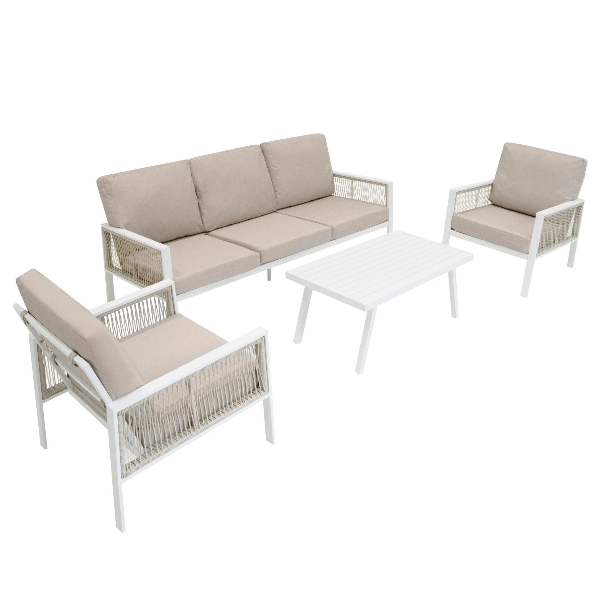 Monster Shop Aluminium 4 Piece Sofa Set - White -
