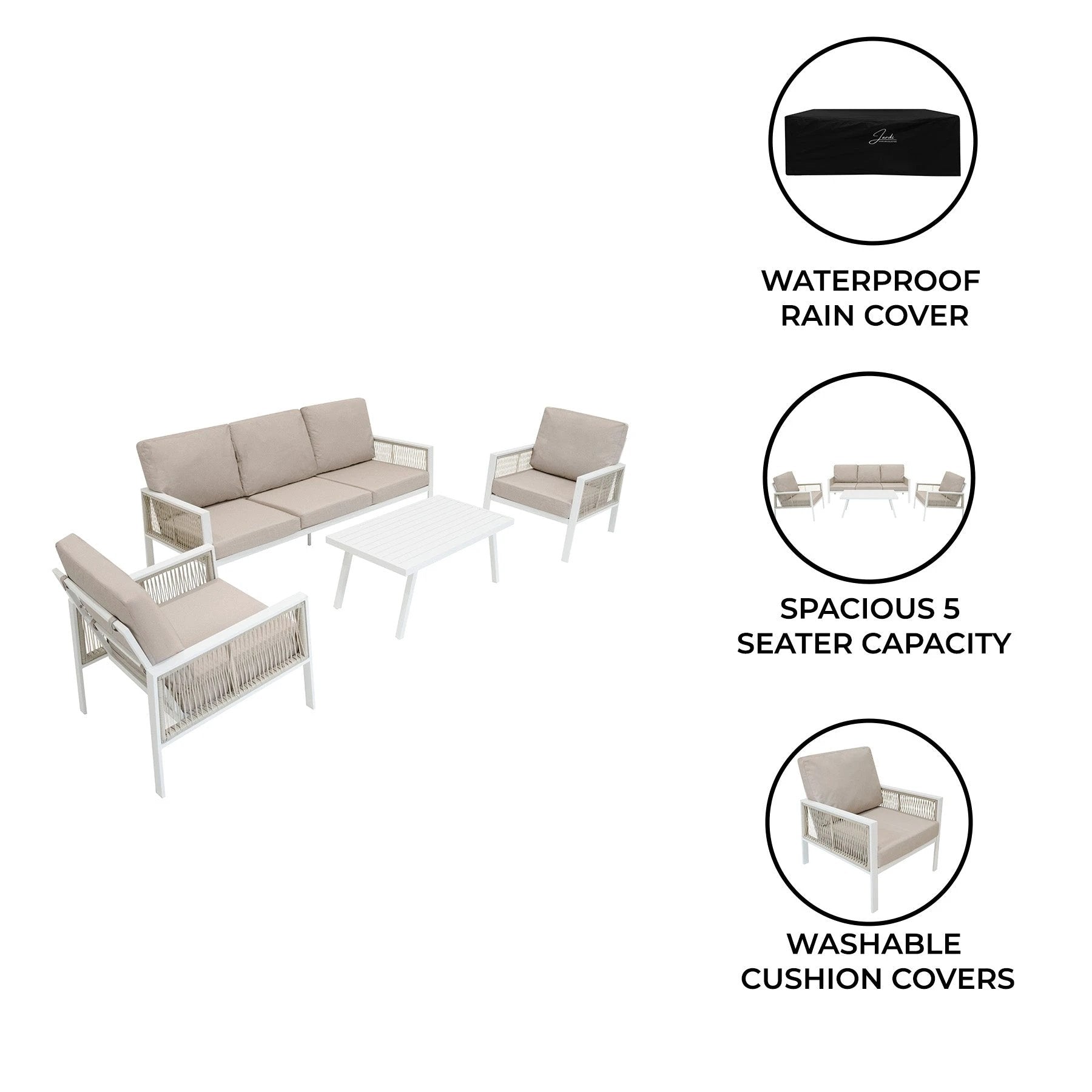 Aluminium 4 Piece Sofa Set - White by Monster Shop
