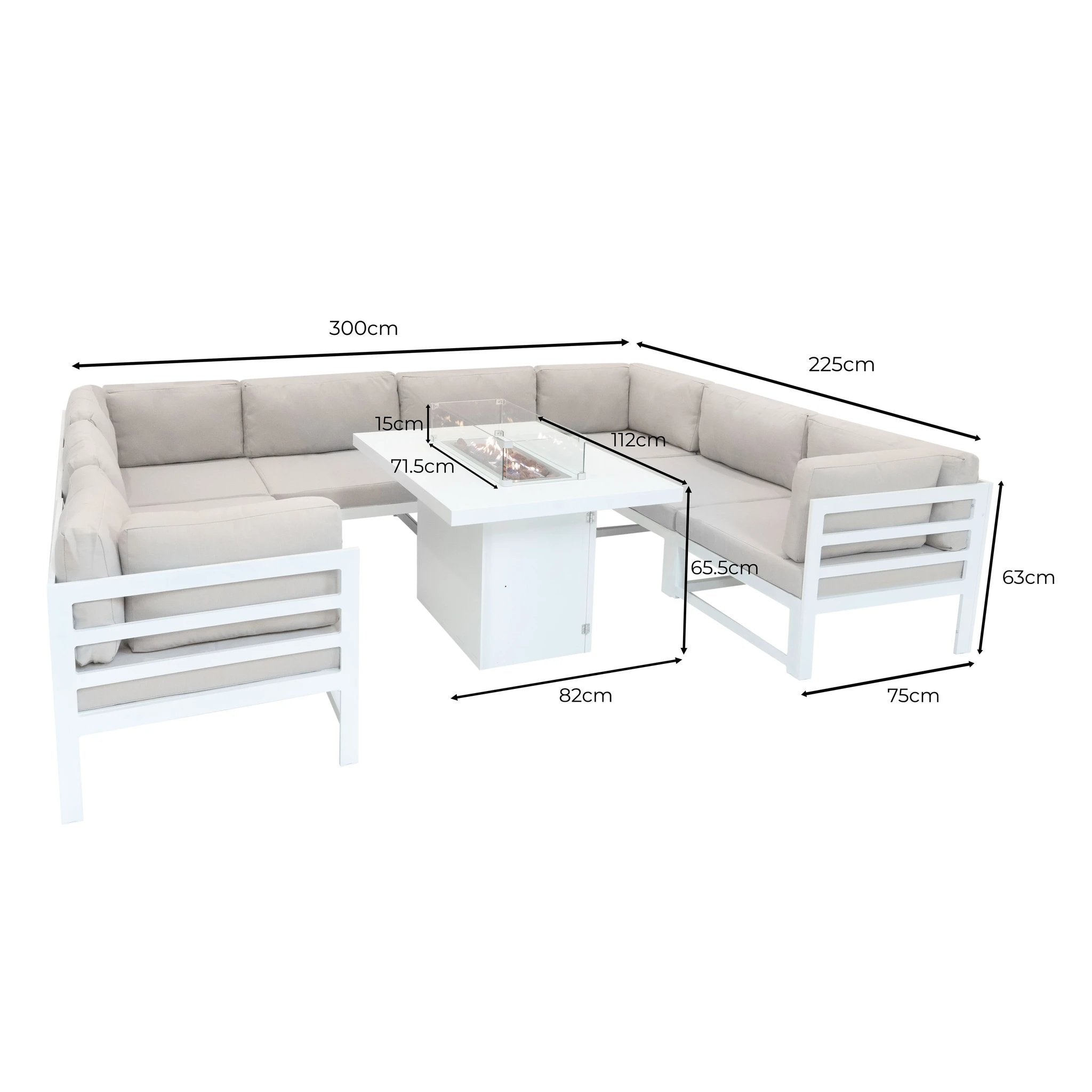 Modular Garden Furniture Set With Fire Pit - White by Monster Shop