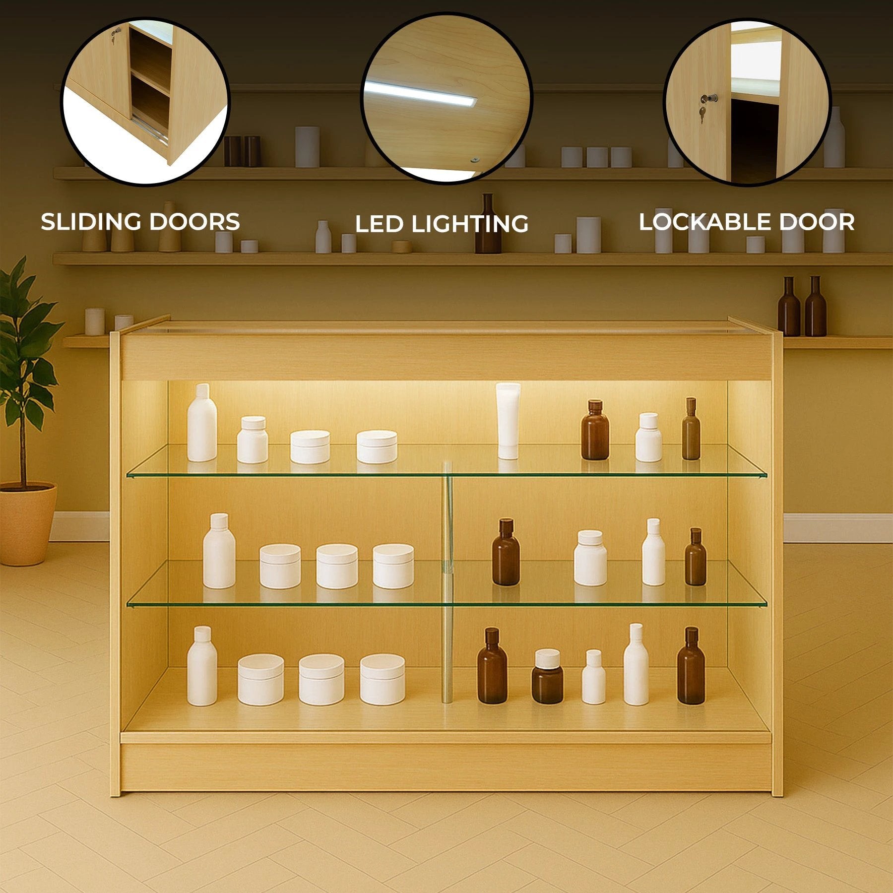 LED Retail Shop Counter K1500 - Maple by Monster Shop