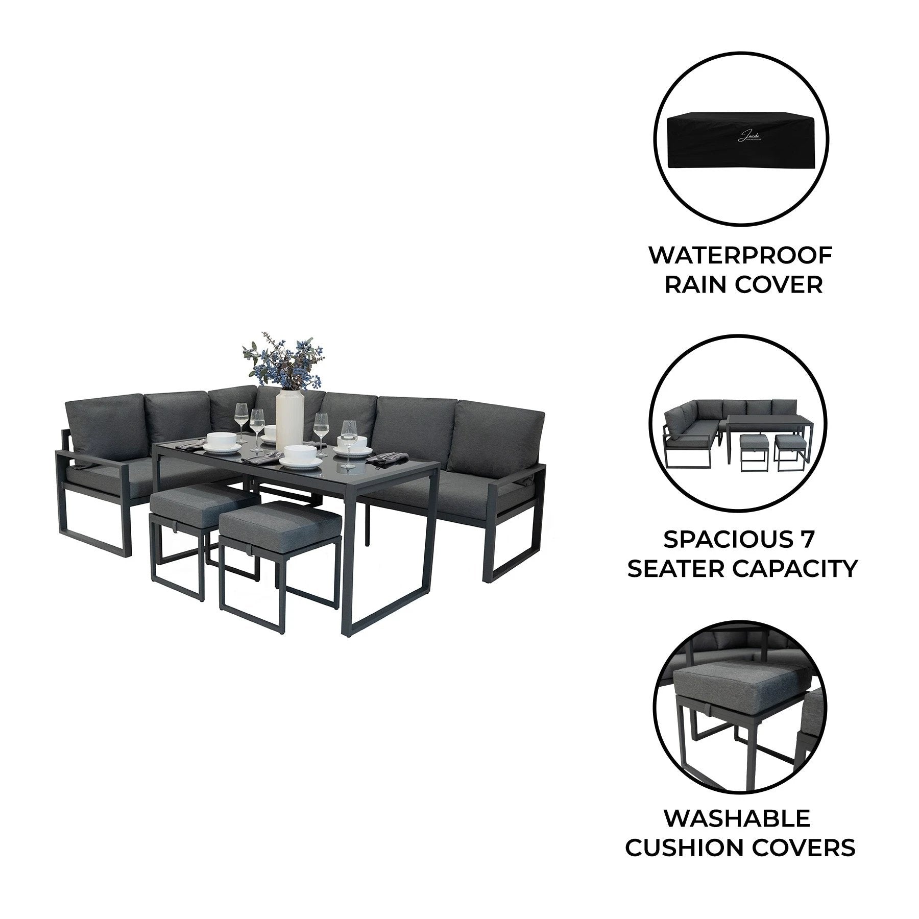 Monster Shop Aluminium Corner Sofa Set - Anthracite Grey -