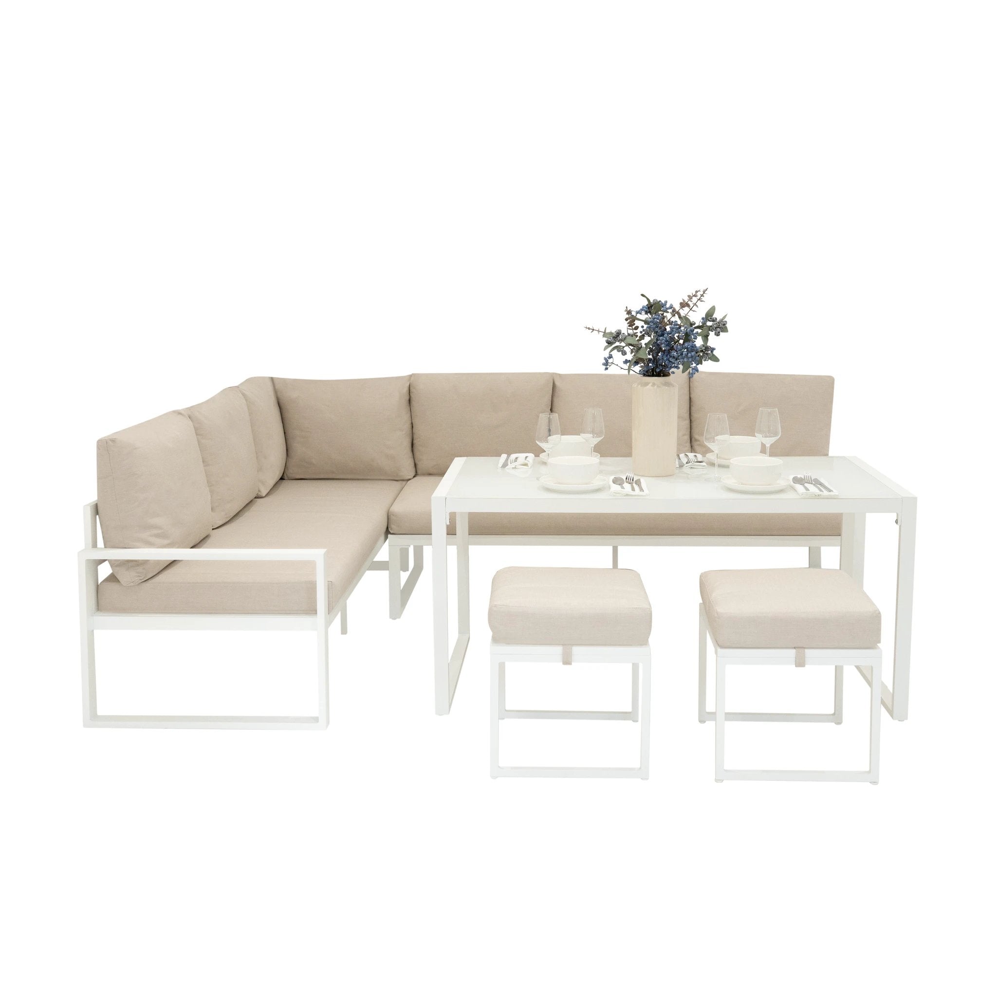 Monster Shop Aluminium Corner Sofa Set - White -