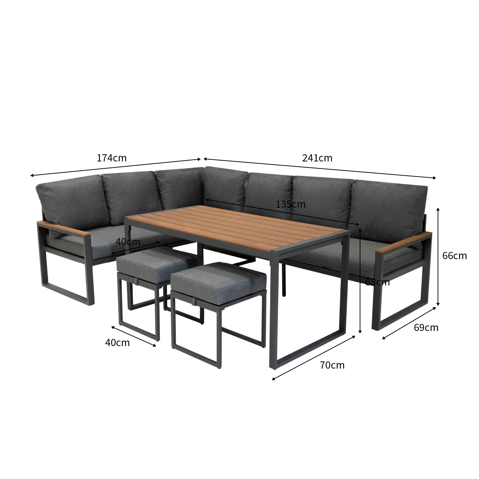 Aluminium Corner Sofa Set - Wood Effect by Monster Shop