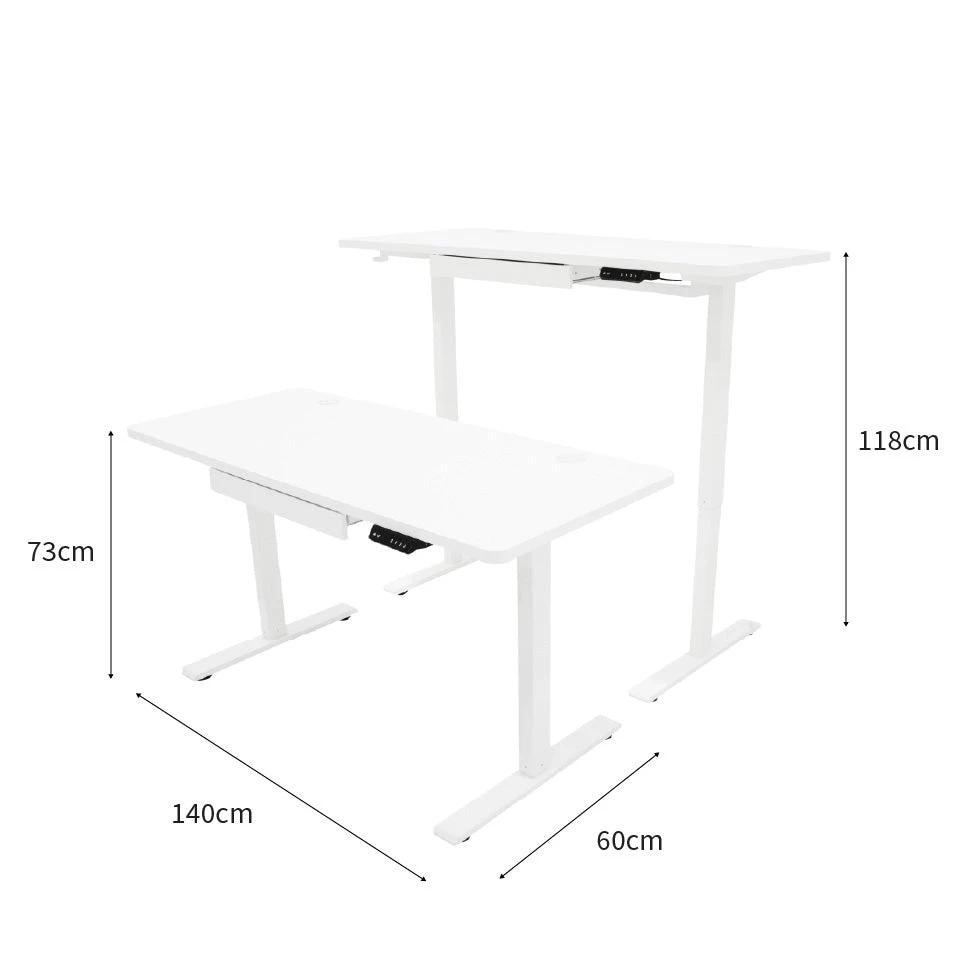 Electric Standing Desk With Drawer - 140cm x 60cm by Monster Shop