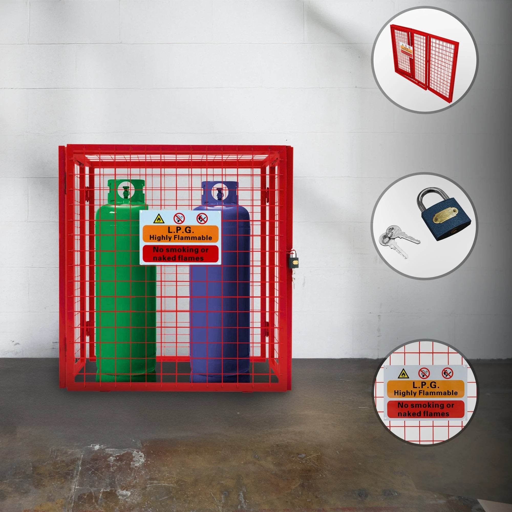 Monster Shop Red Gas Bottle Collapsible Mesh Cage - 90cm x 80cm x 43cm -