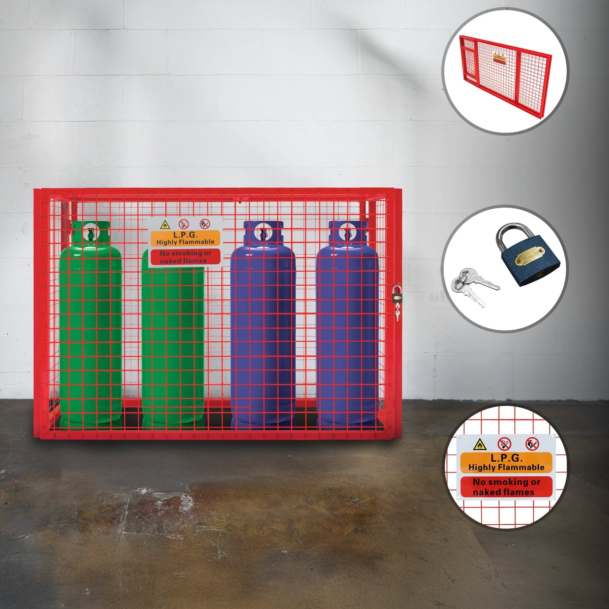 Monster Shop Red Gas Bottle Collapsible Mesh Cage - 100cm x 140cm x 50cm -