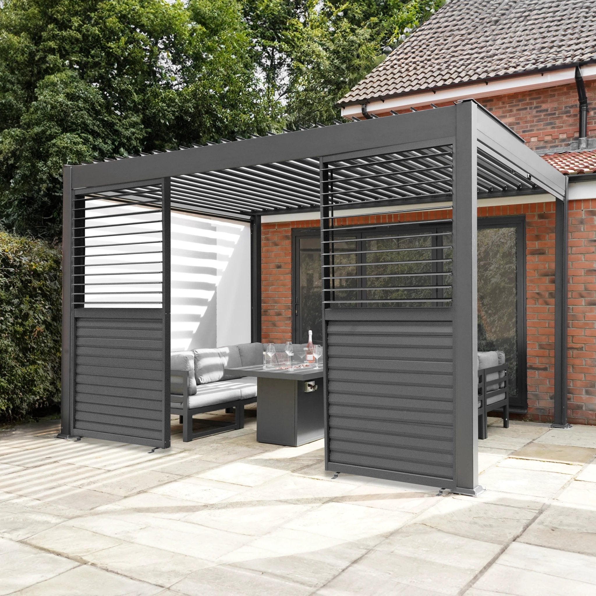 Monster Shop Premium Pergola 3m x 3m Aluminium With Blinds LED - Uncategorized Gazebos