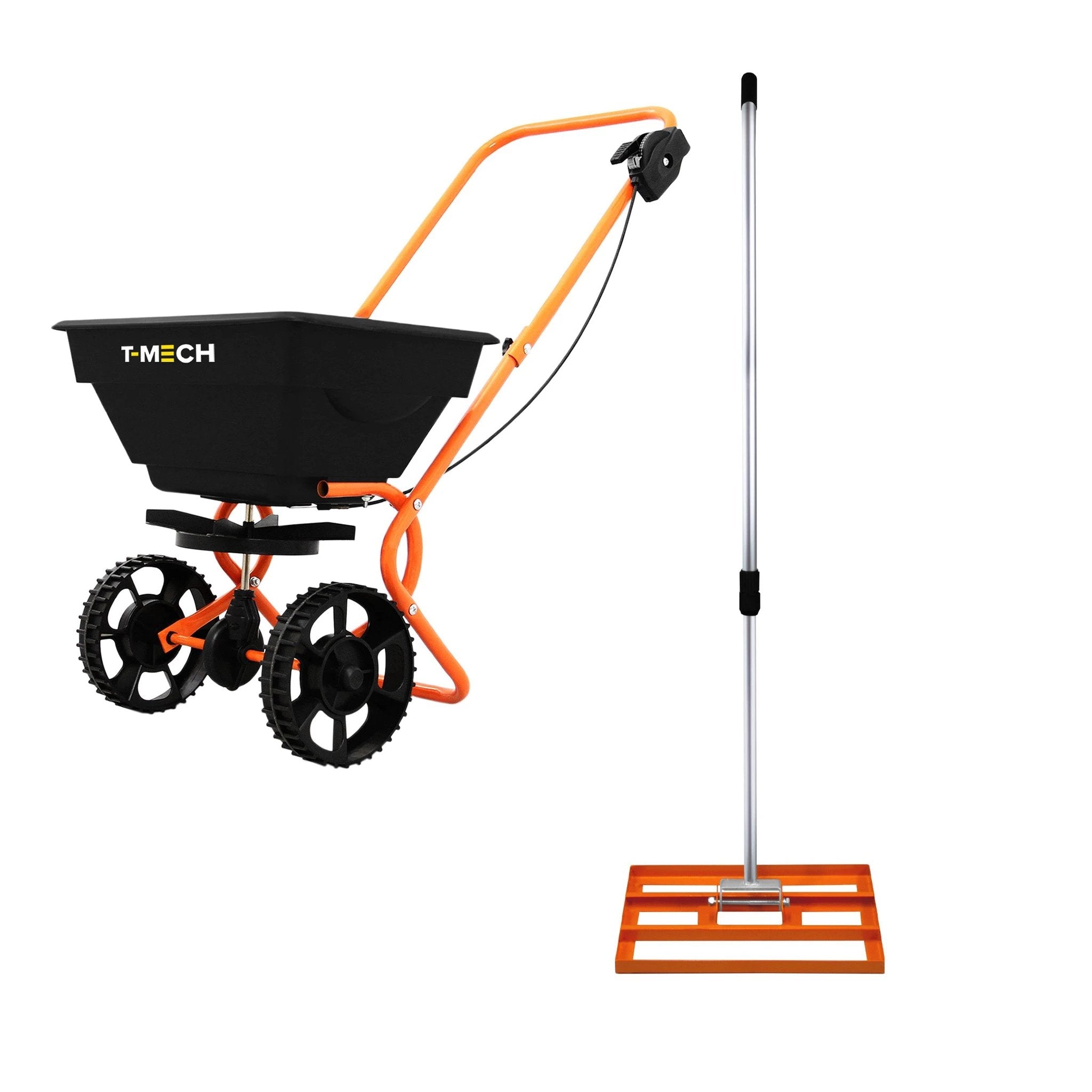Monster Shop Rotary Spreader & 50cm Lawn Leveller - Orange -