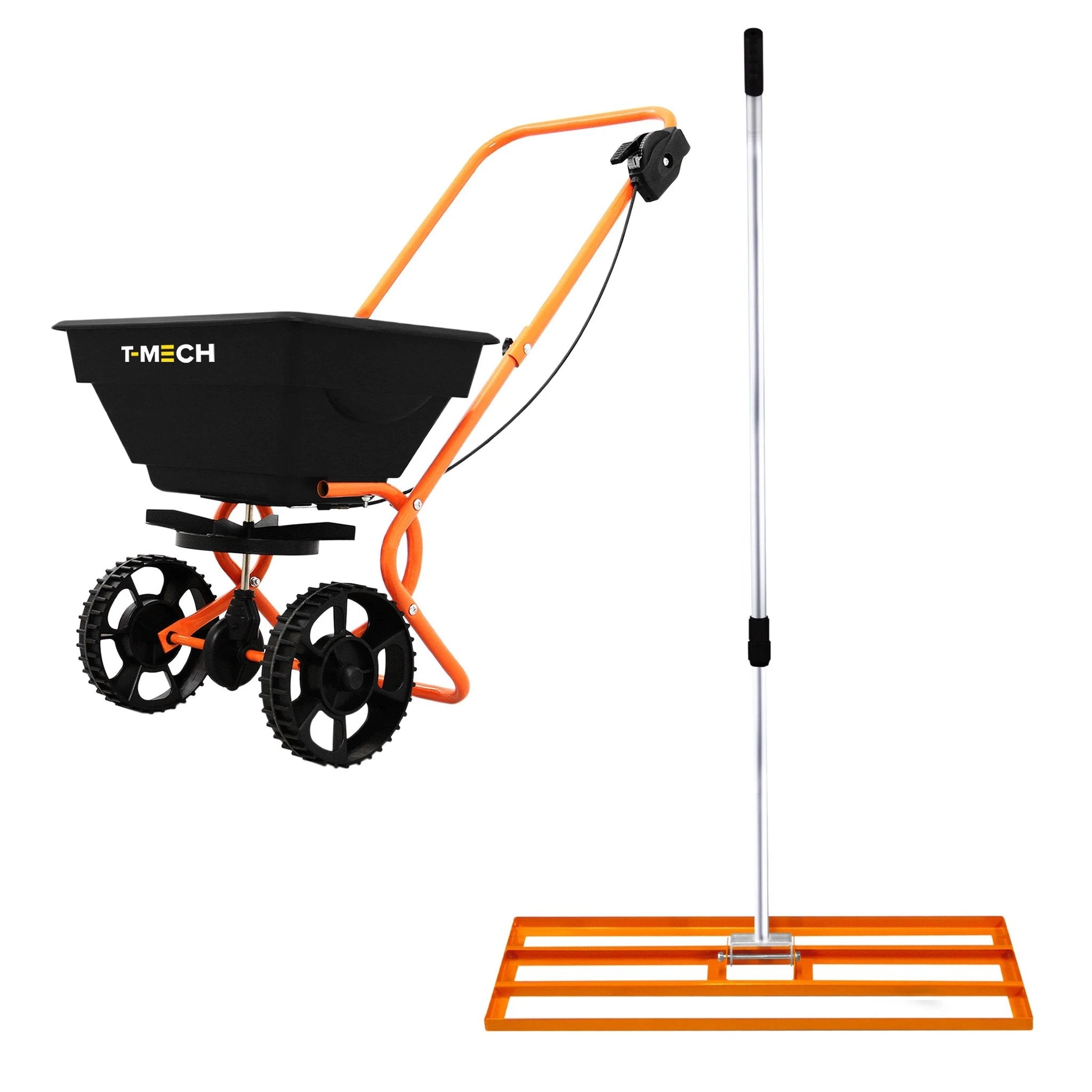 Rotary Spreader & 100cm Lawn Leveller - Orange by Monster Shop