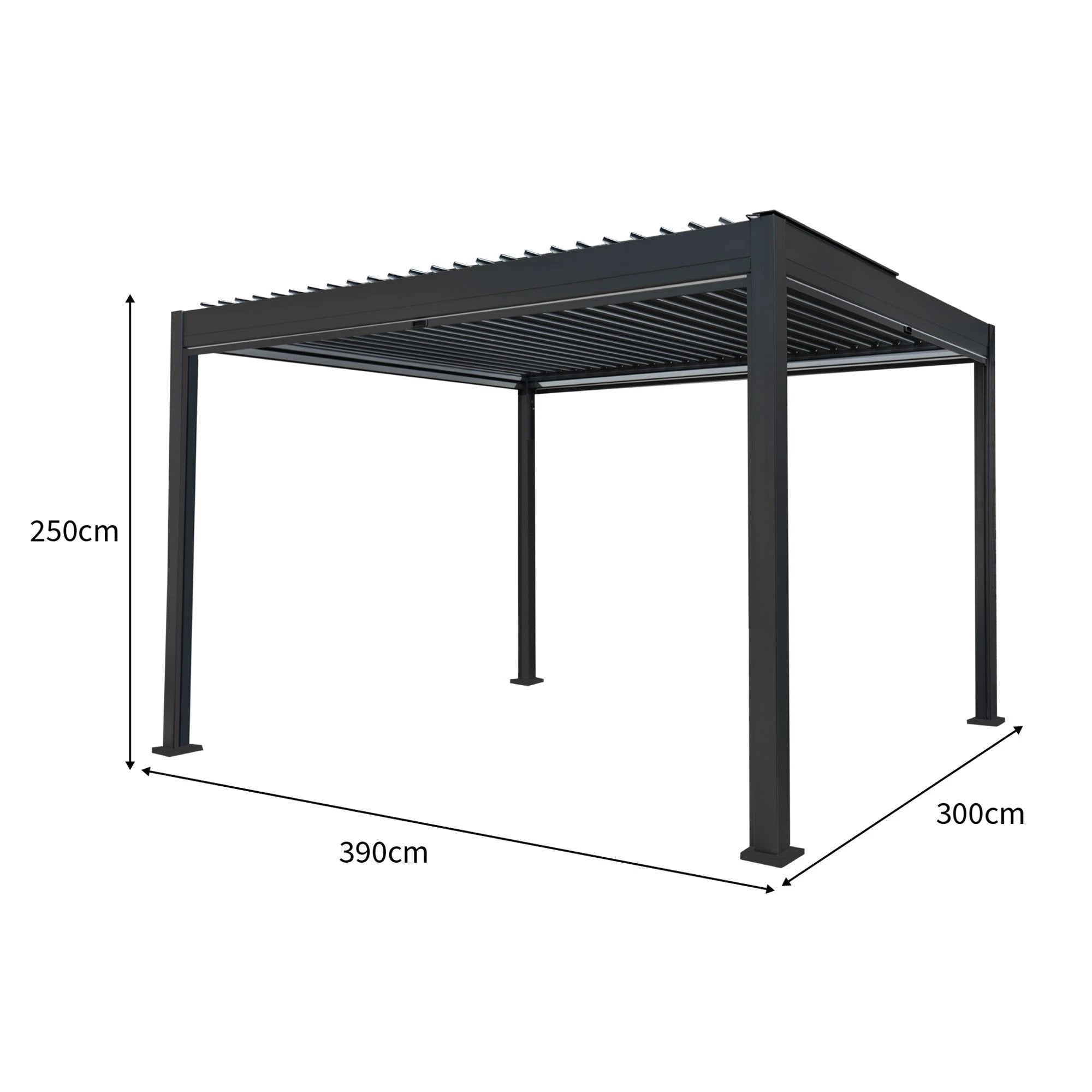 Anthracite Aluminium Pergola 3m By 4m White Blinds Weatherproof Outdoor Living Patio by Monster Shop