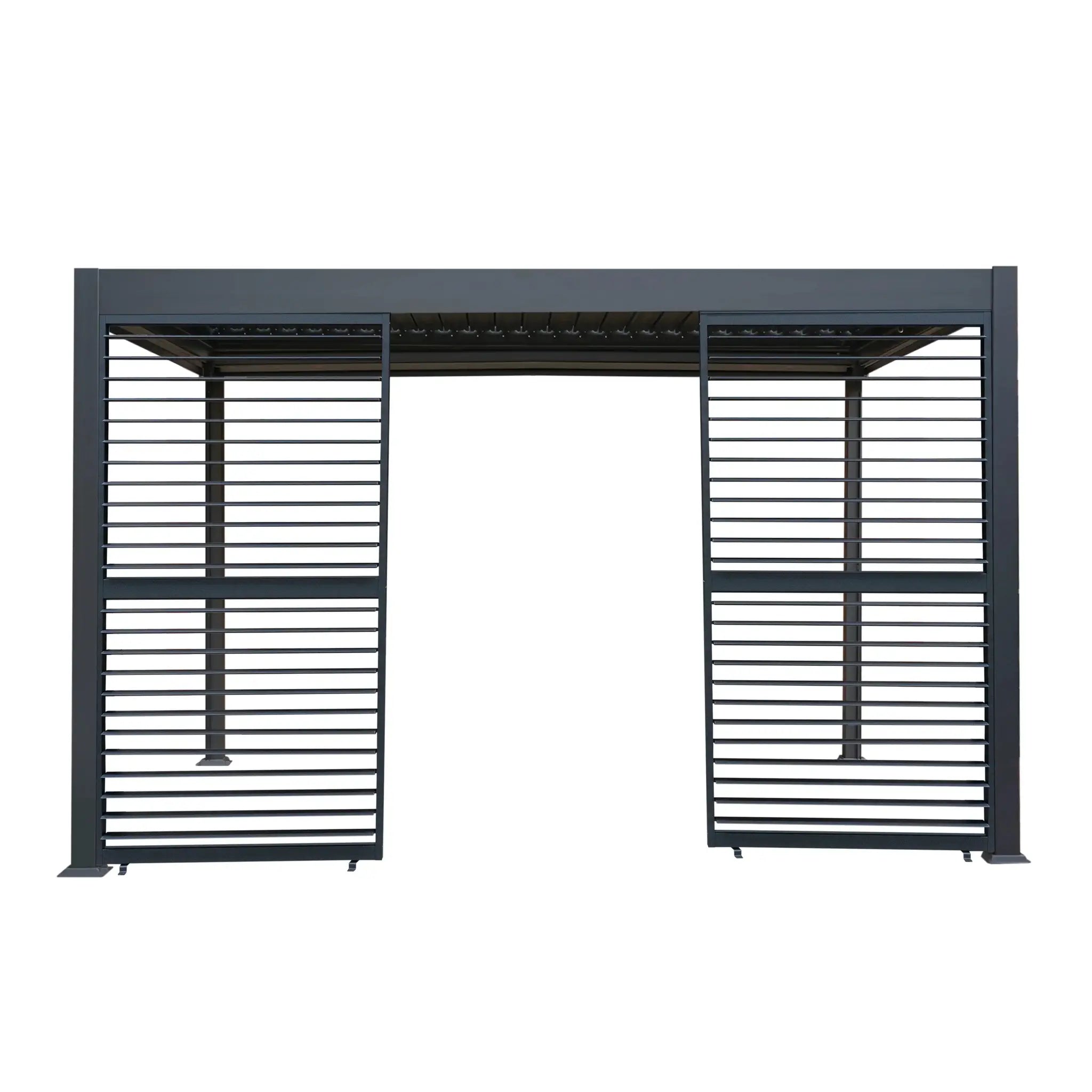 Monster Shop Aluminium Pergola With Anthracite Blinds & 2 Shutter Panels - 3m x 4m -