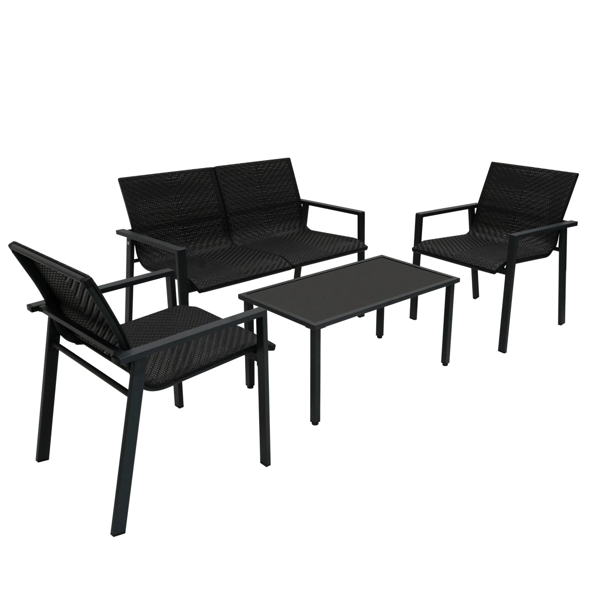 Monster Shop Rattan Patio Furniture Set - Black -