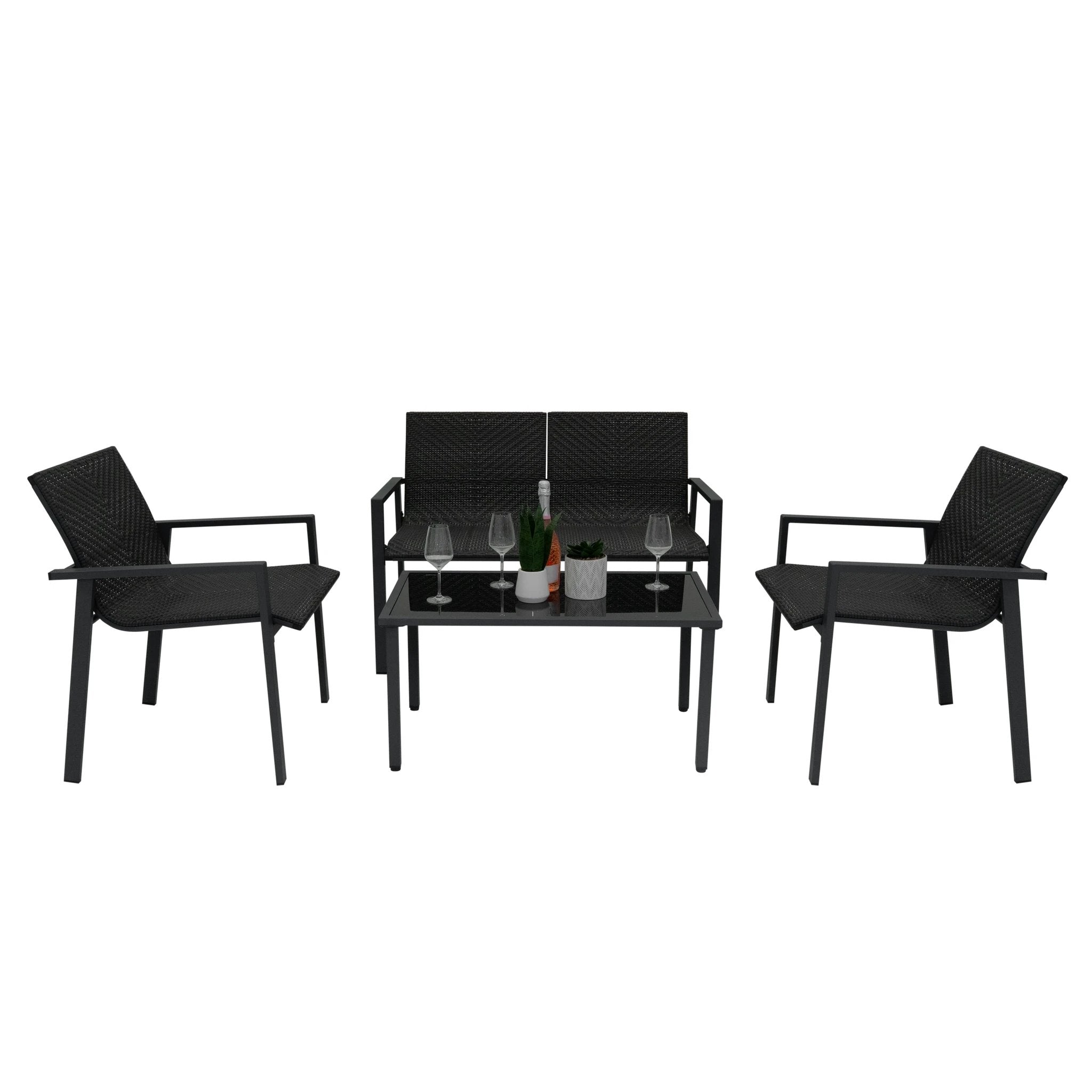 Monster Shop Rattan Patio Furniture Set - Black -