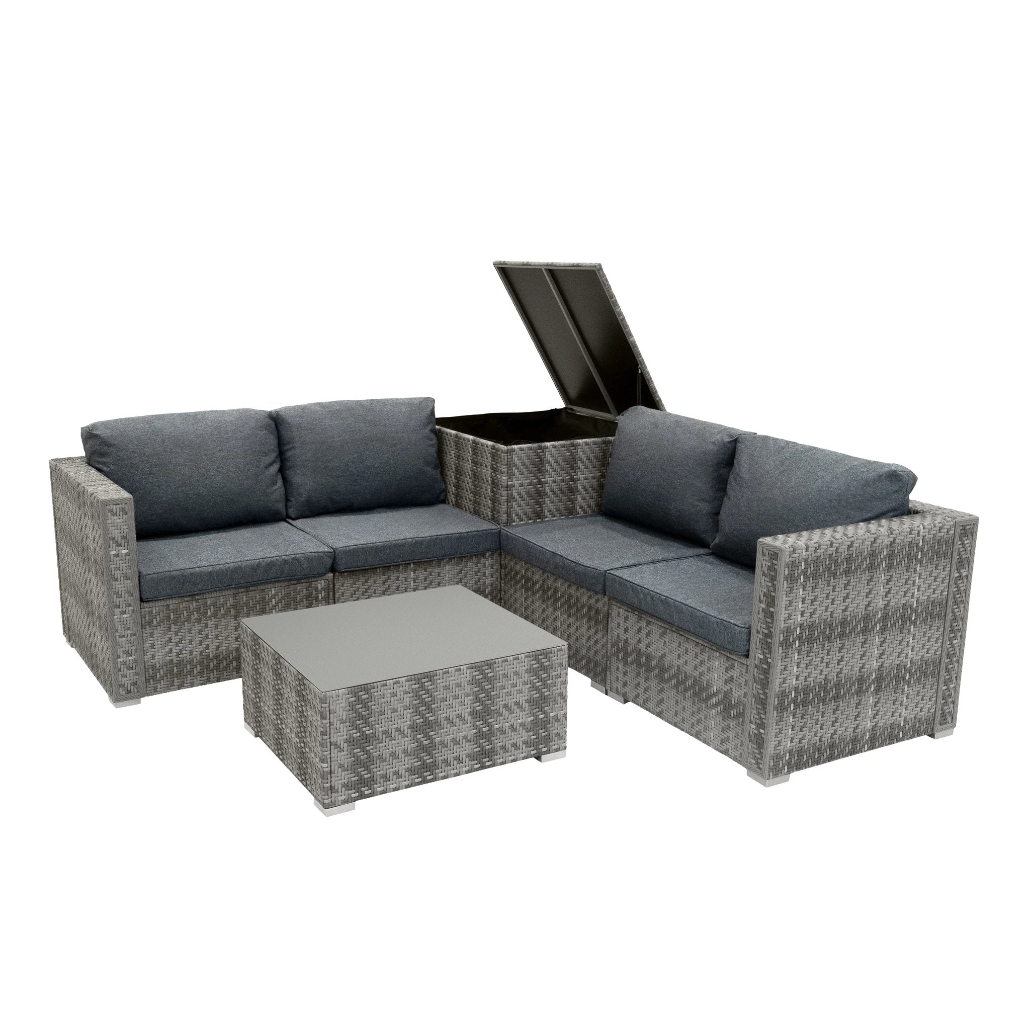 Monster Shop Rattan Modular 6 Piece Furniture Set – Grey -