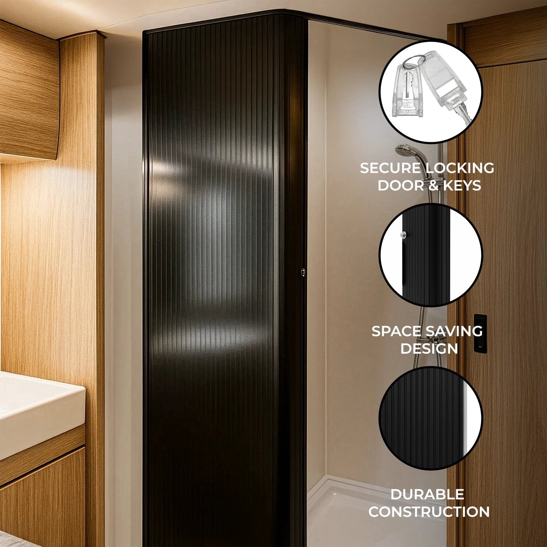 Monster Shop Tambour Shower Door – Black -