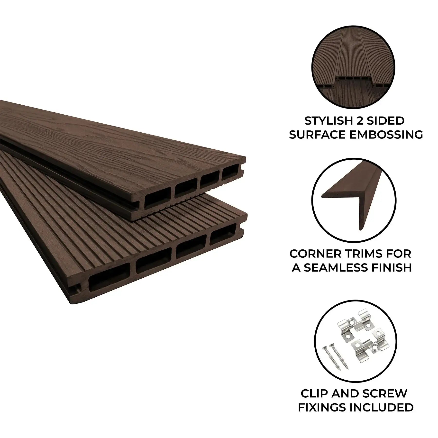 Monster Shop Composite Decking Boards x 5 – Brown -
