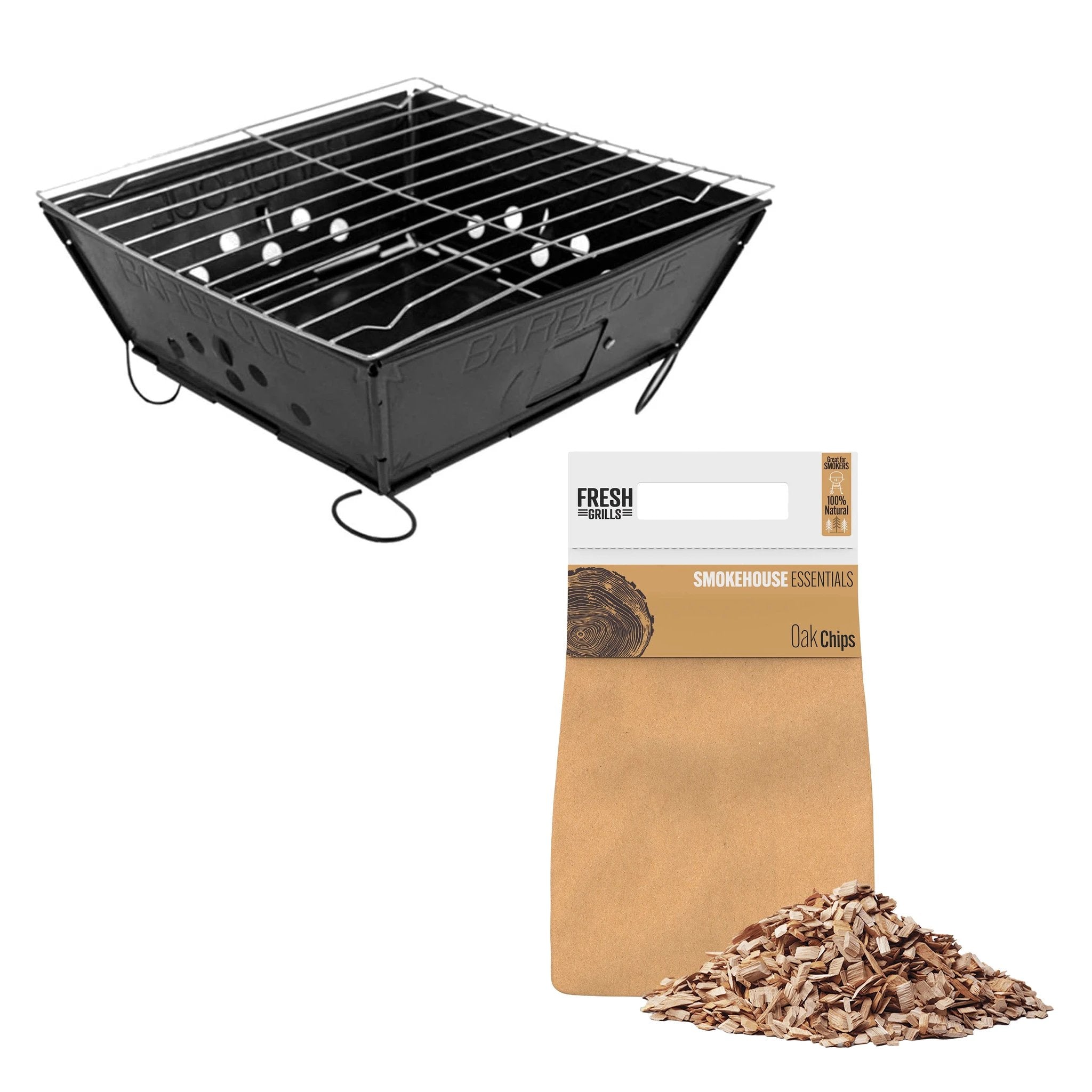 Portable BBQ with Oak Wood Chips by Monster Shop