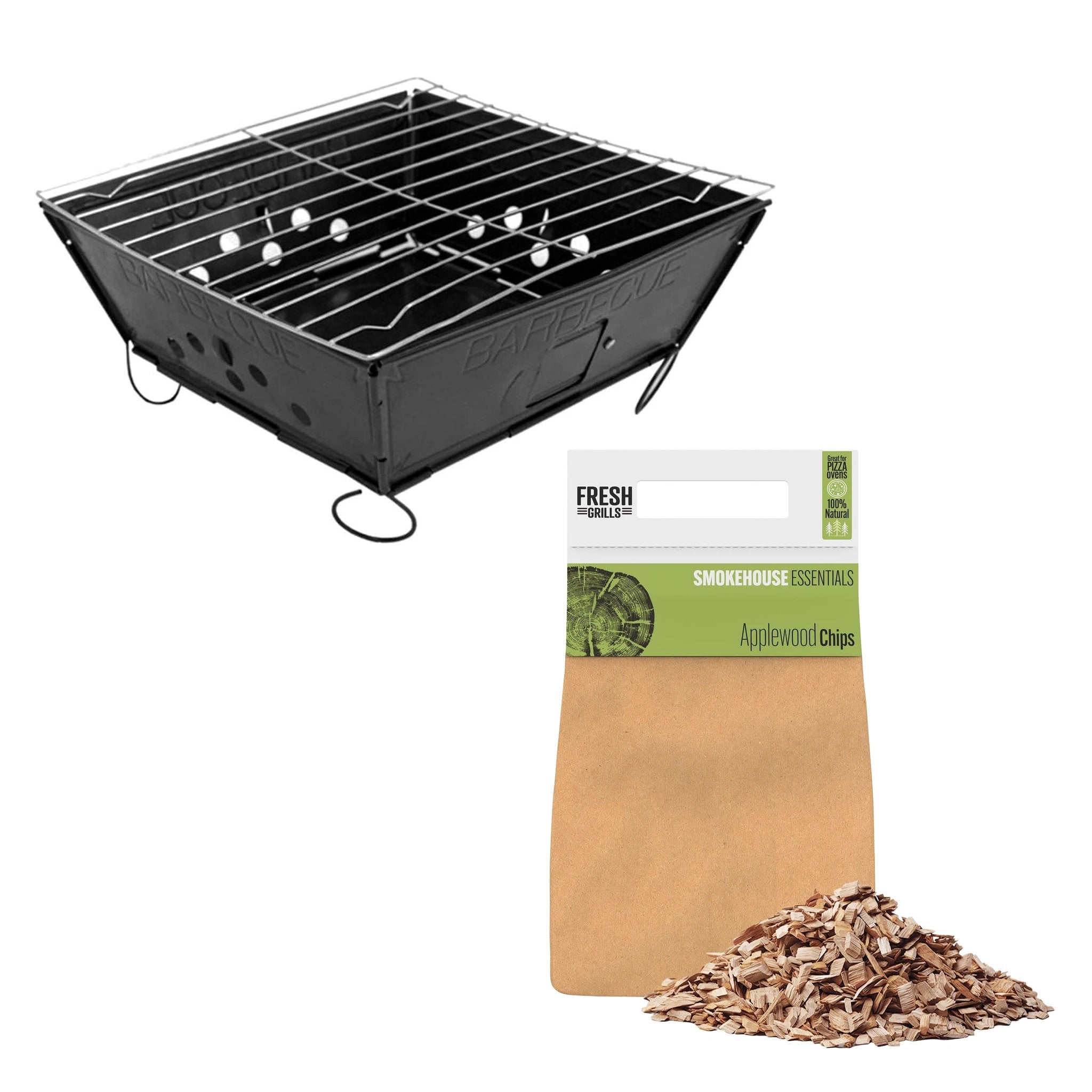 Monster Shop Portable BBQ with Applewood Wood Chips -