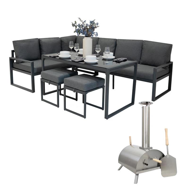 Table Top Pizza Oven & Aluminium Corner Sofa Set - Anthracite Grey by Monster Shop