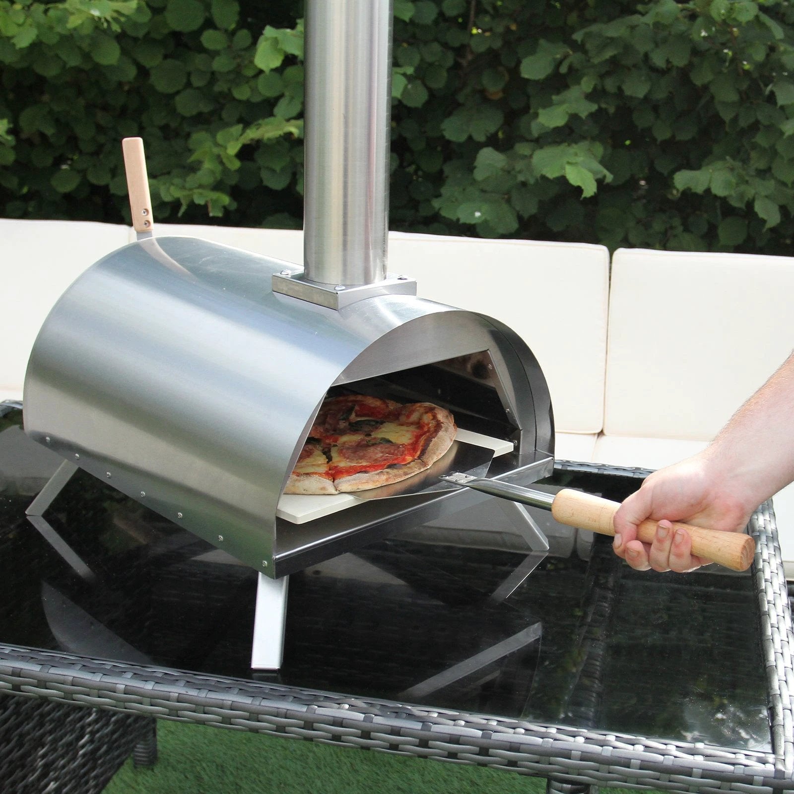 Table Top Pizza Oven & Aluminium Corner Sofa Set - Anthracite Grey by Monster Shop