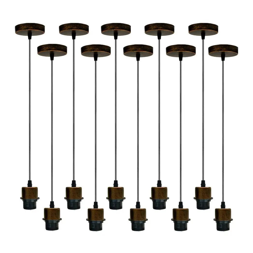Un-branded 10 Pack Industrial Brushed Copper Pendant Light, Lampshade UK Holder Set - Pendant Lights
