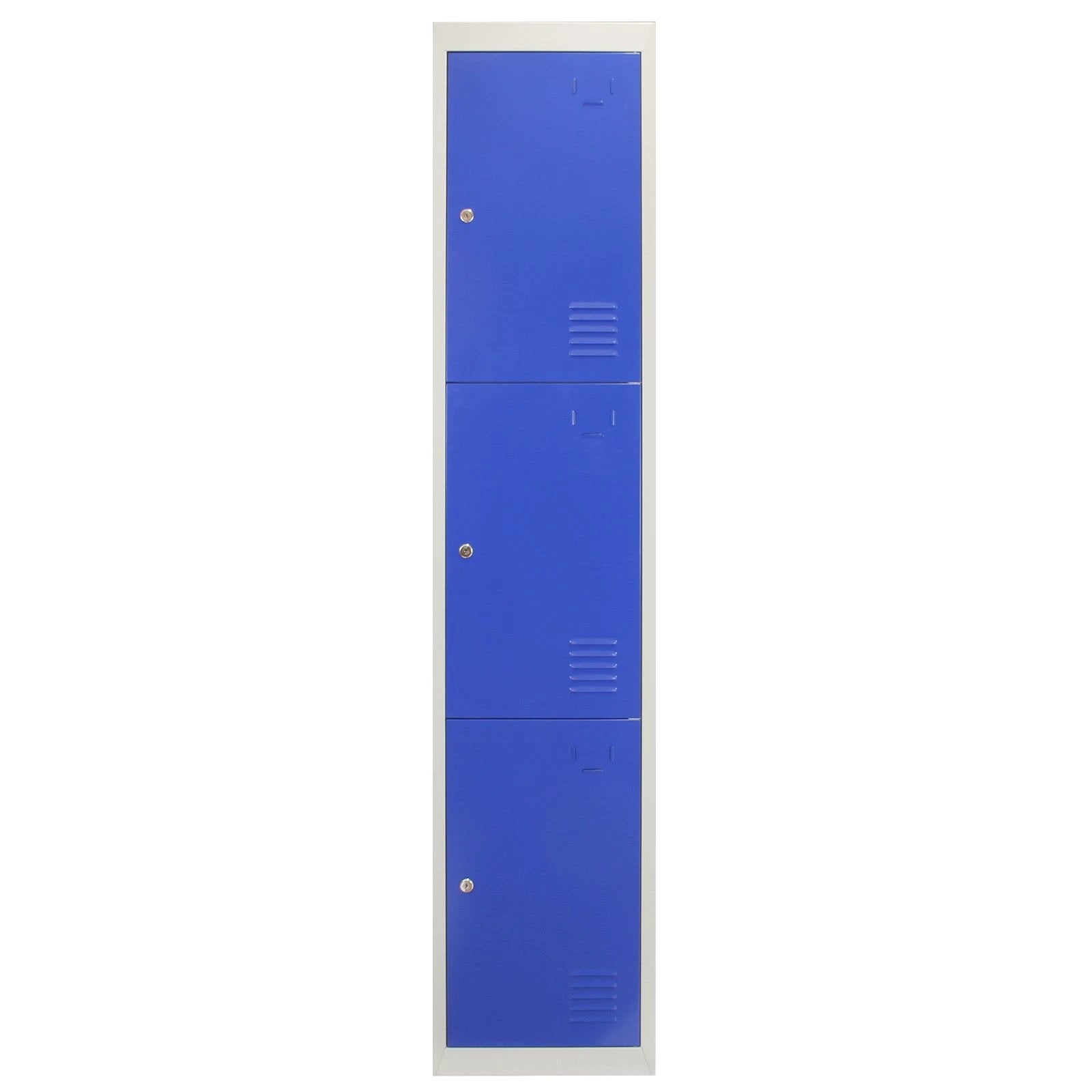Monster Shop 3 x Metal Storage Lockers - Three Doors, Blue - Flatpack -