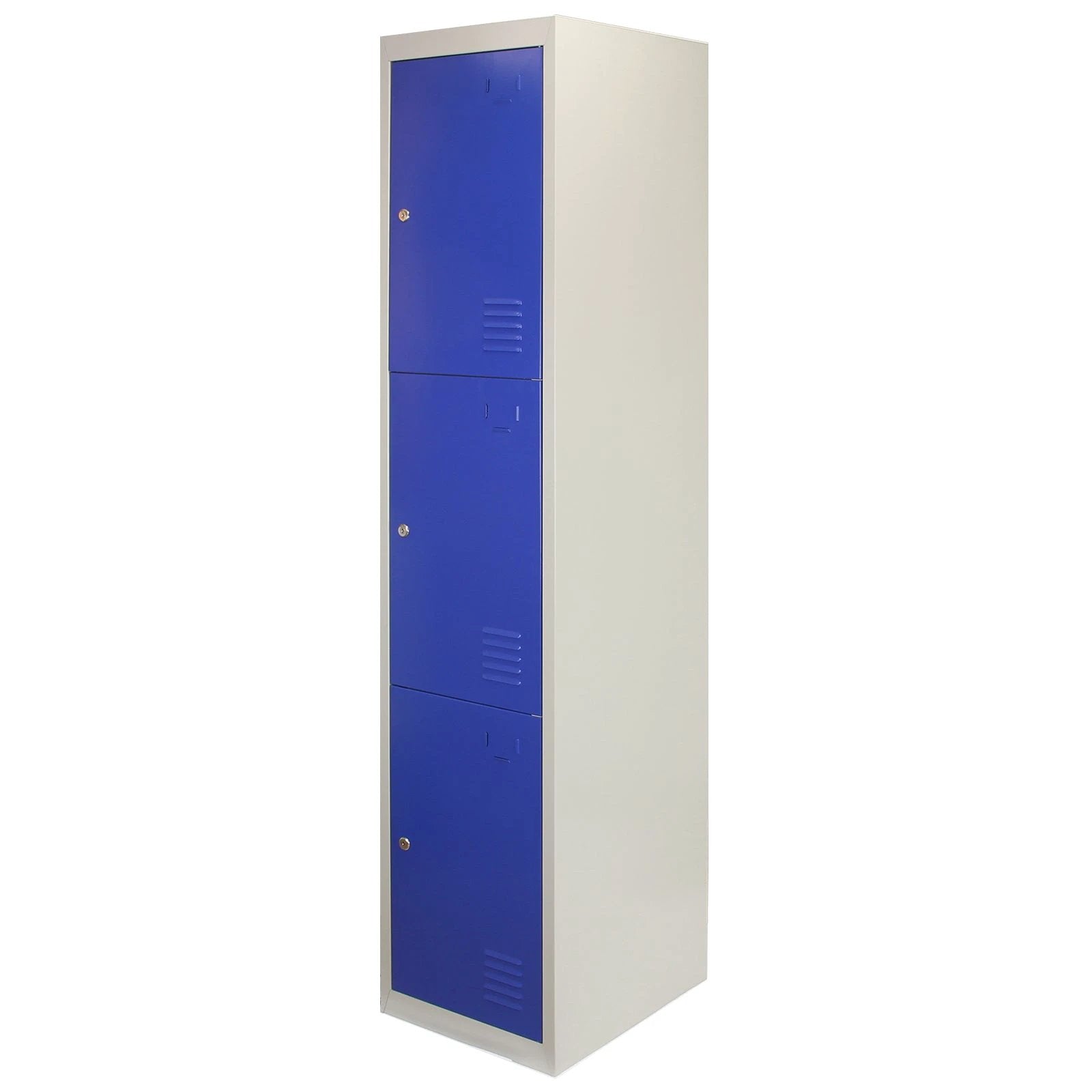 Metal Storage Lockers - Three Doors, Flatpacked, Blue by Monster Shop