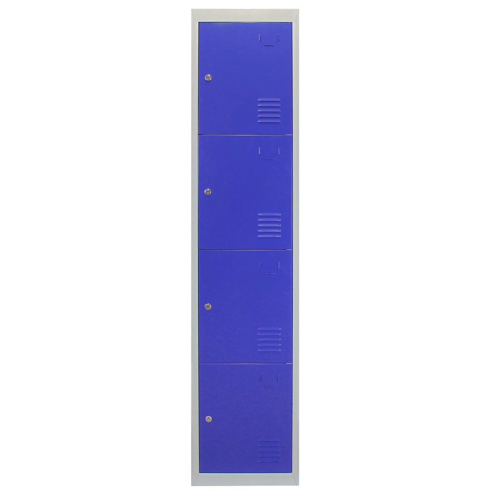 3 x Metal Storage Lockers - Four Doors, Blue - Flatpack by Monster Shop
