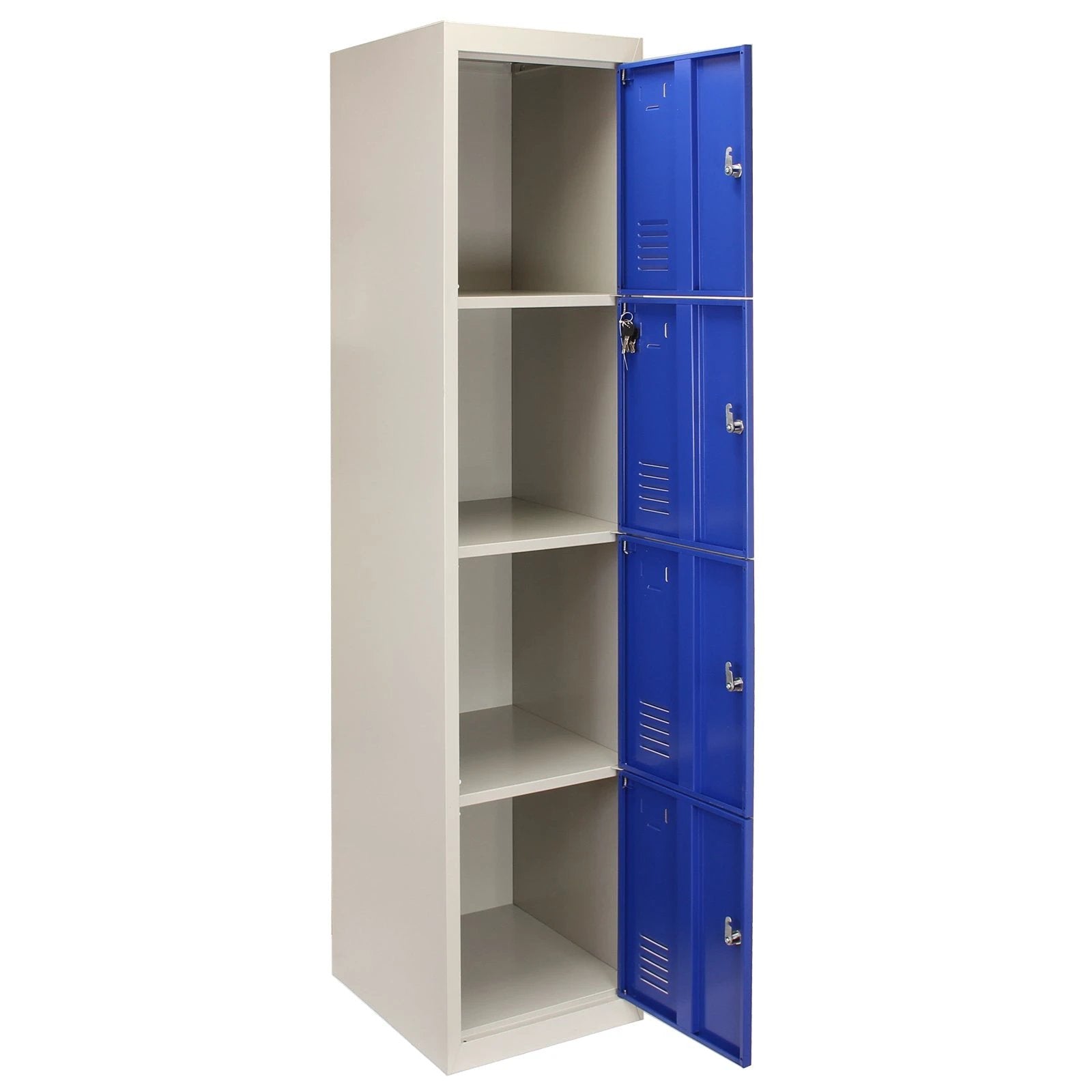 Metal Storage Lockers - Four Doors, Flatpacked, Blue by Monster Shop
