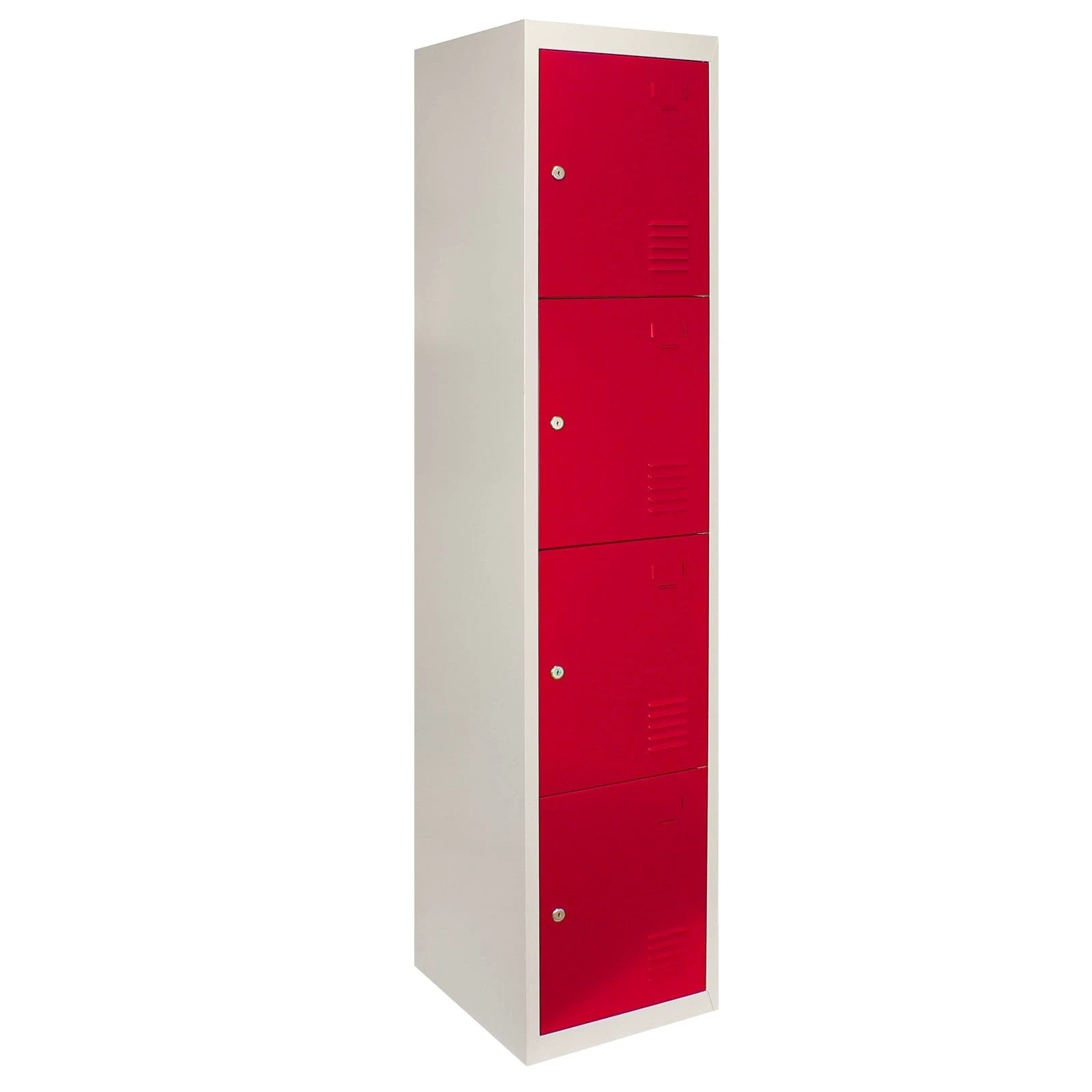 Monster Shop Metal Storage Lockers - Four Doors, Flatpacked, Red -