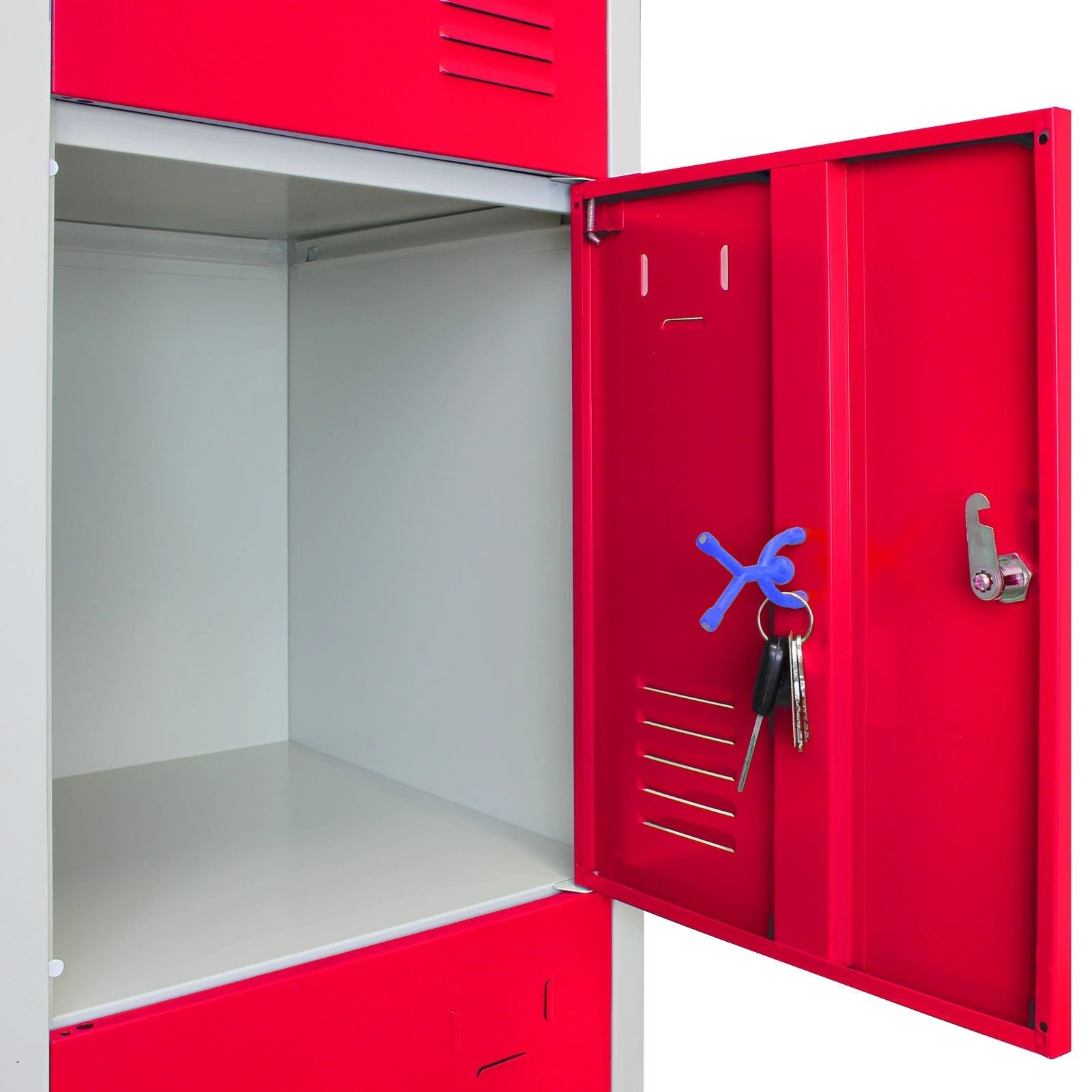 3 x Metal Storage Lockers - Four Doors, Red by Monster Shop