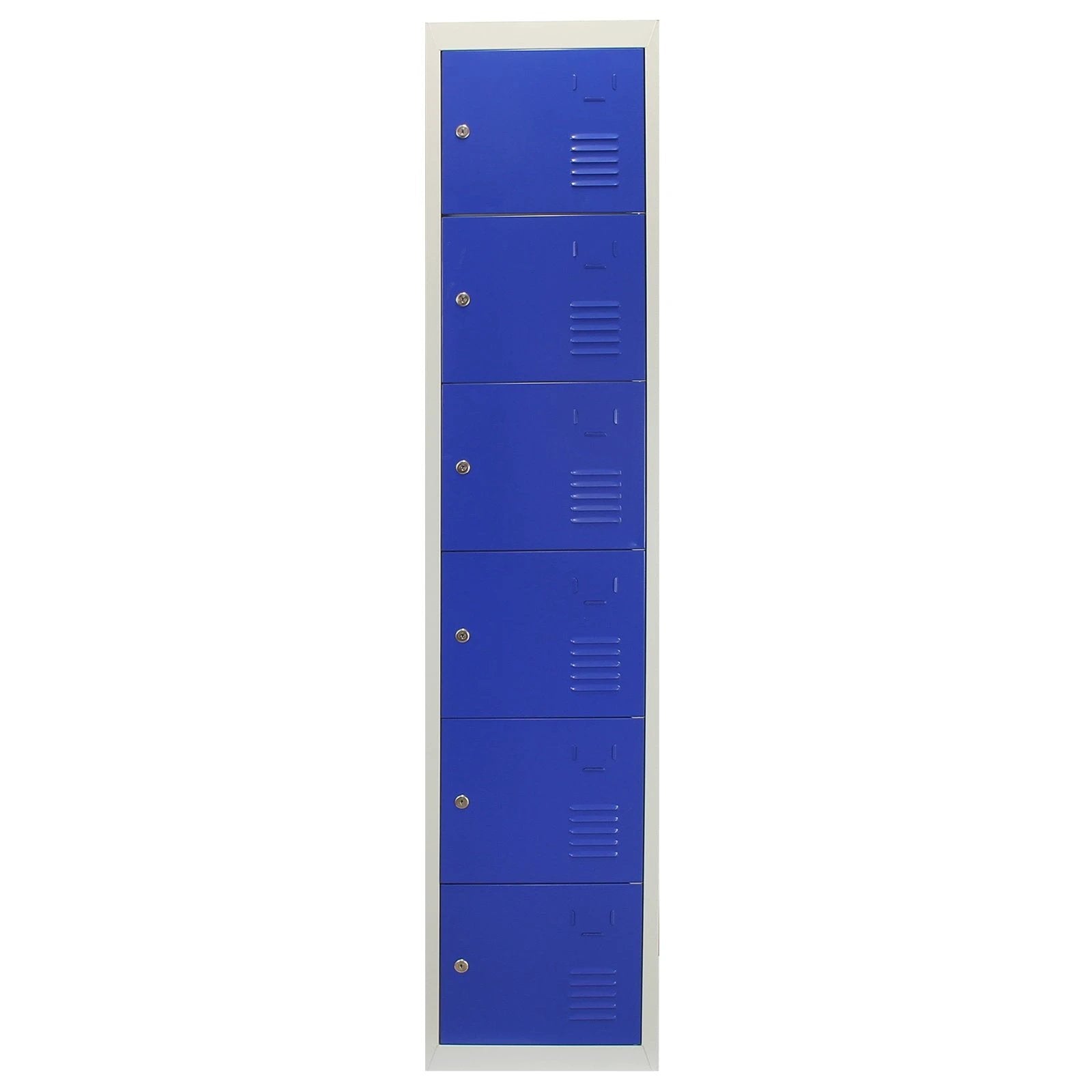 Monster Shop 3 x Metal Storage Lockers - Six Doors, Blue - Flatpack -