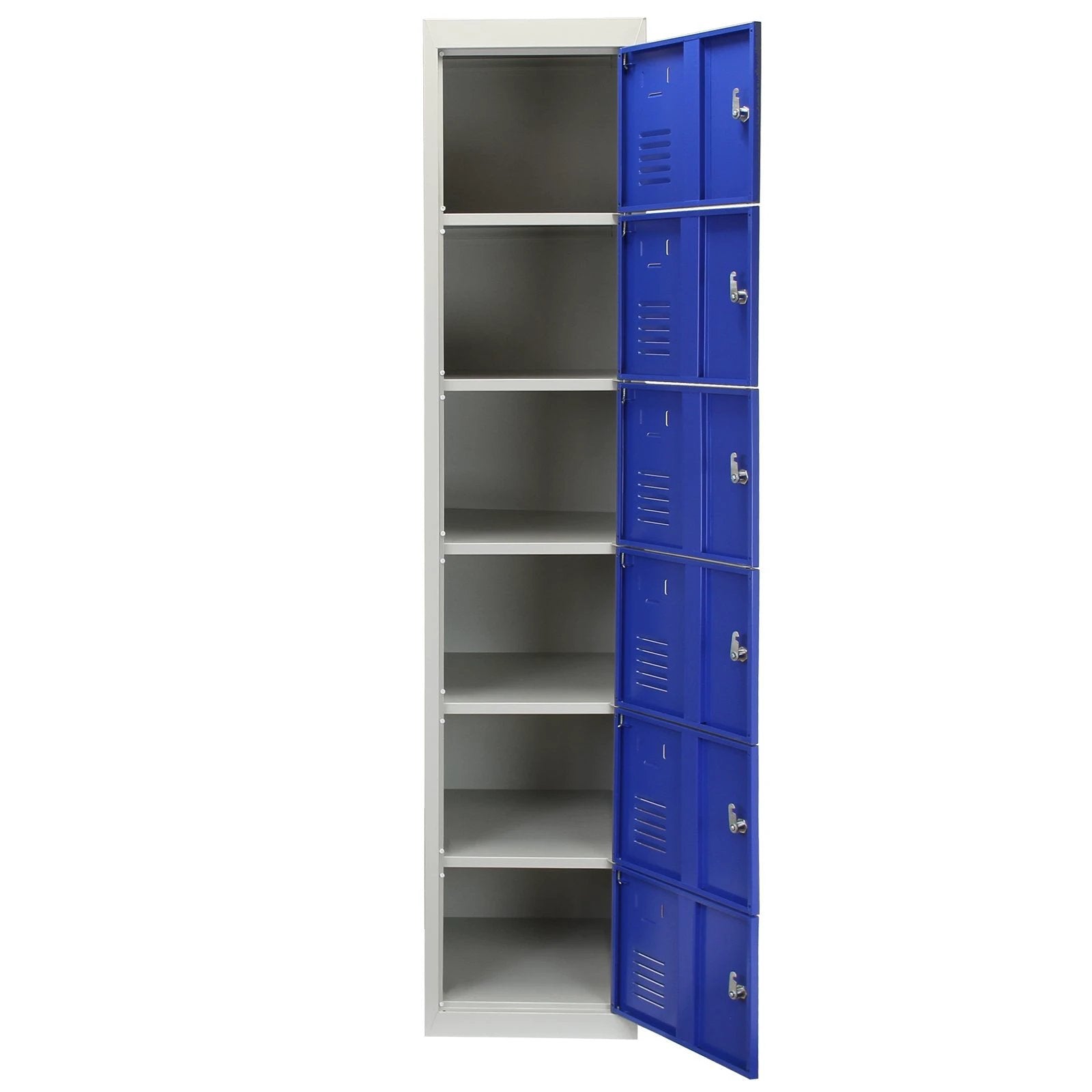 Metal Storage Lockers - Six Doors, Flatpacked, Blue by Monster Shop