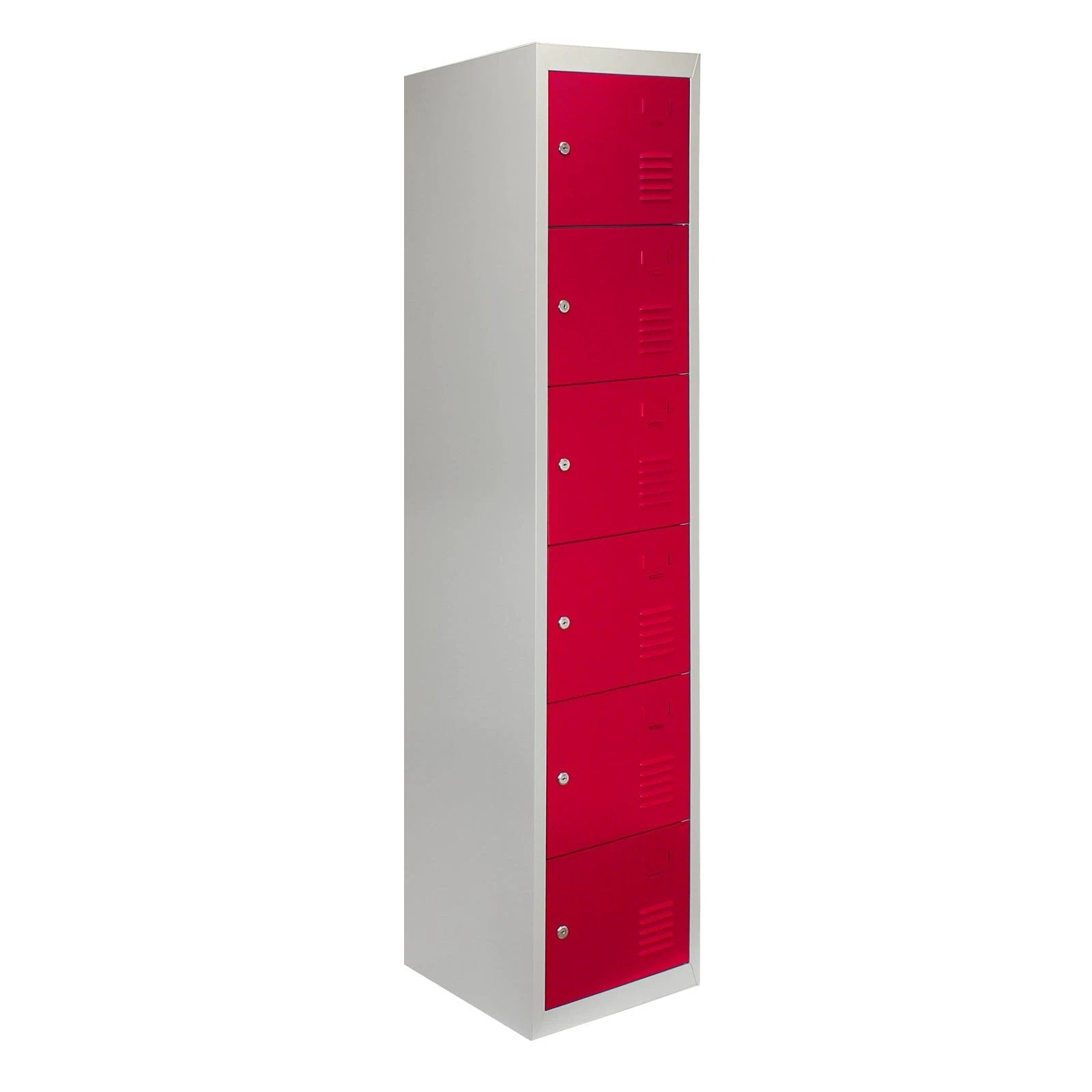 Monster Shop 3 x Metal Storage Lockers - Six Doors, Red - Flatpack -
