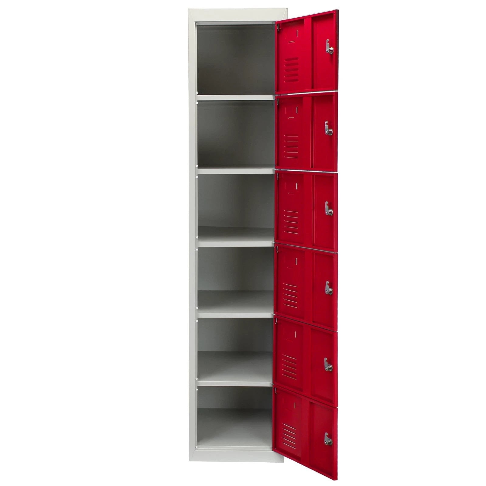 Monster Shop 3 x Metal Storage Lockers - Six Doors, Red - Flatpack -