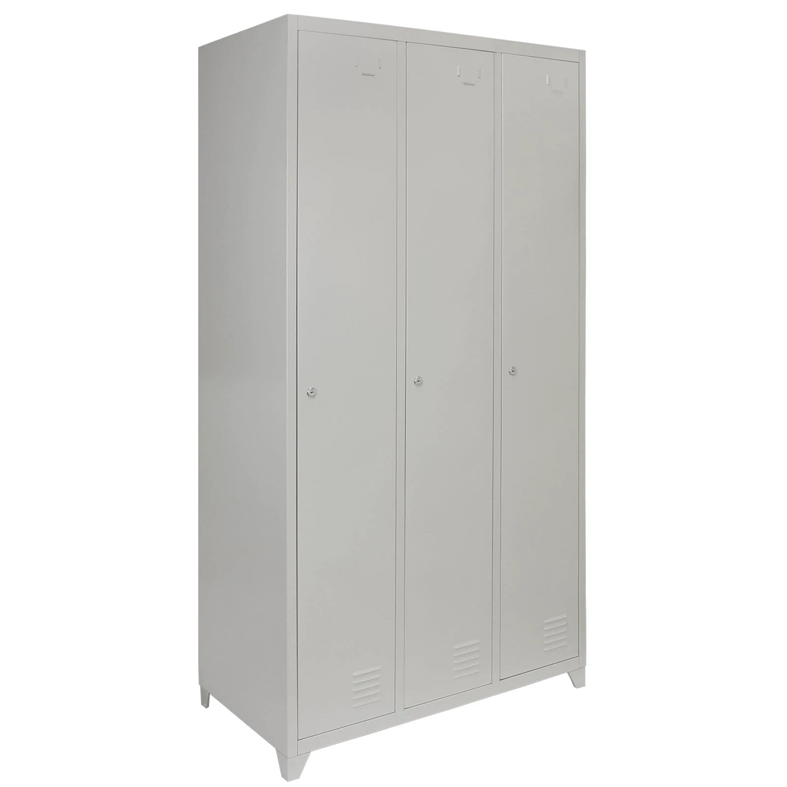Monster Shop Metal Storage Lockers - Three Doors, Grey -
