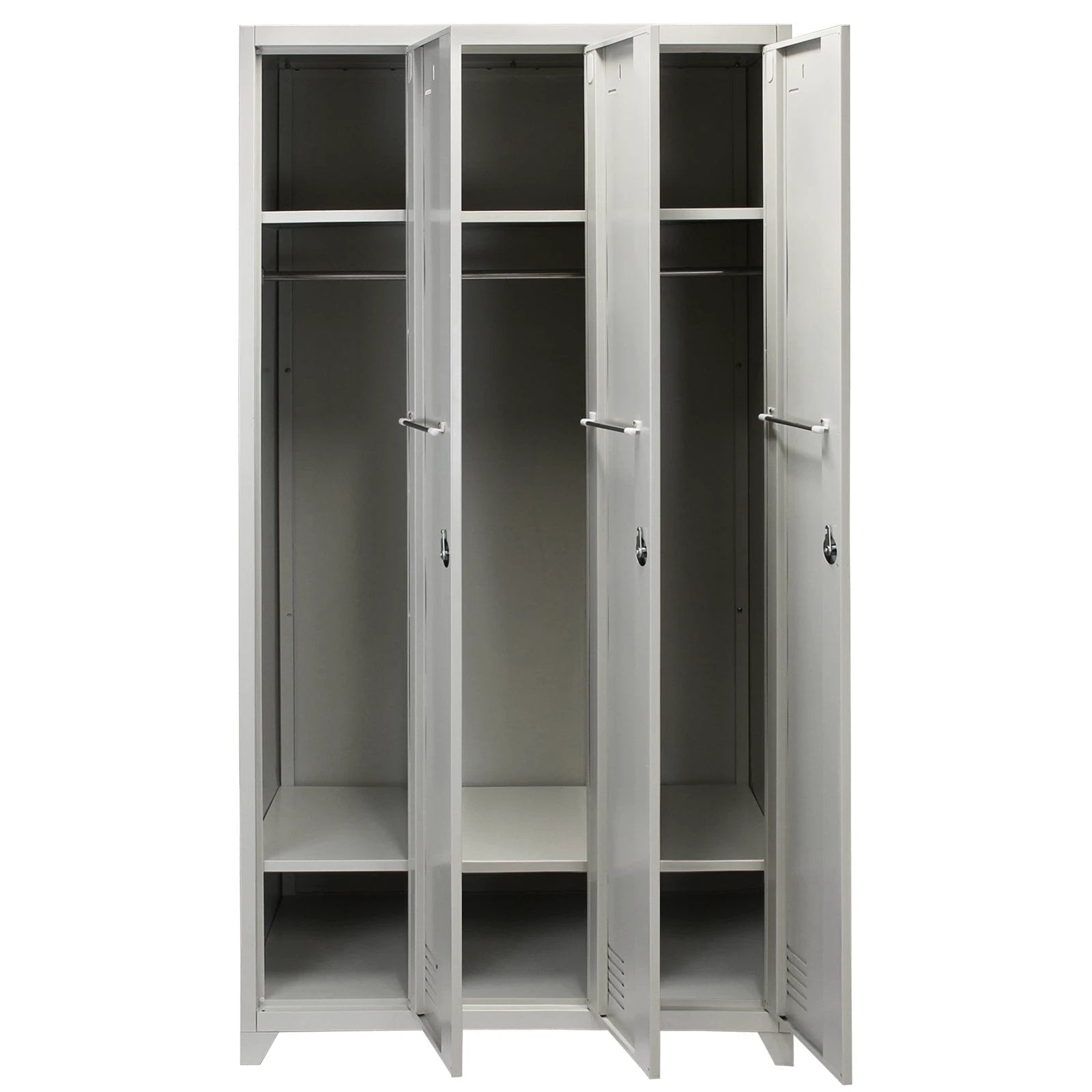 Monster Shop Metal Storage Lockers - Three Doors, Grey -