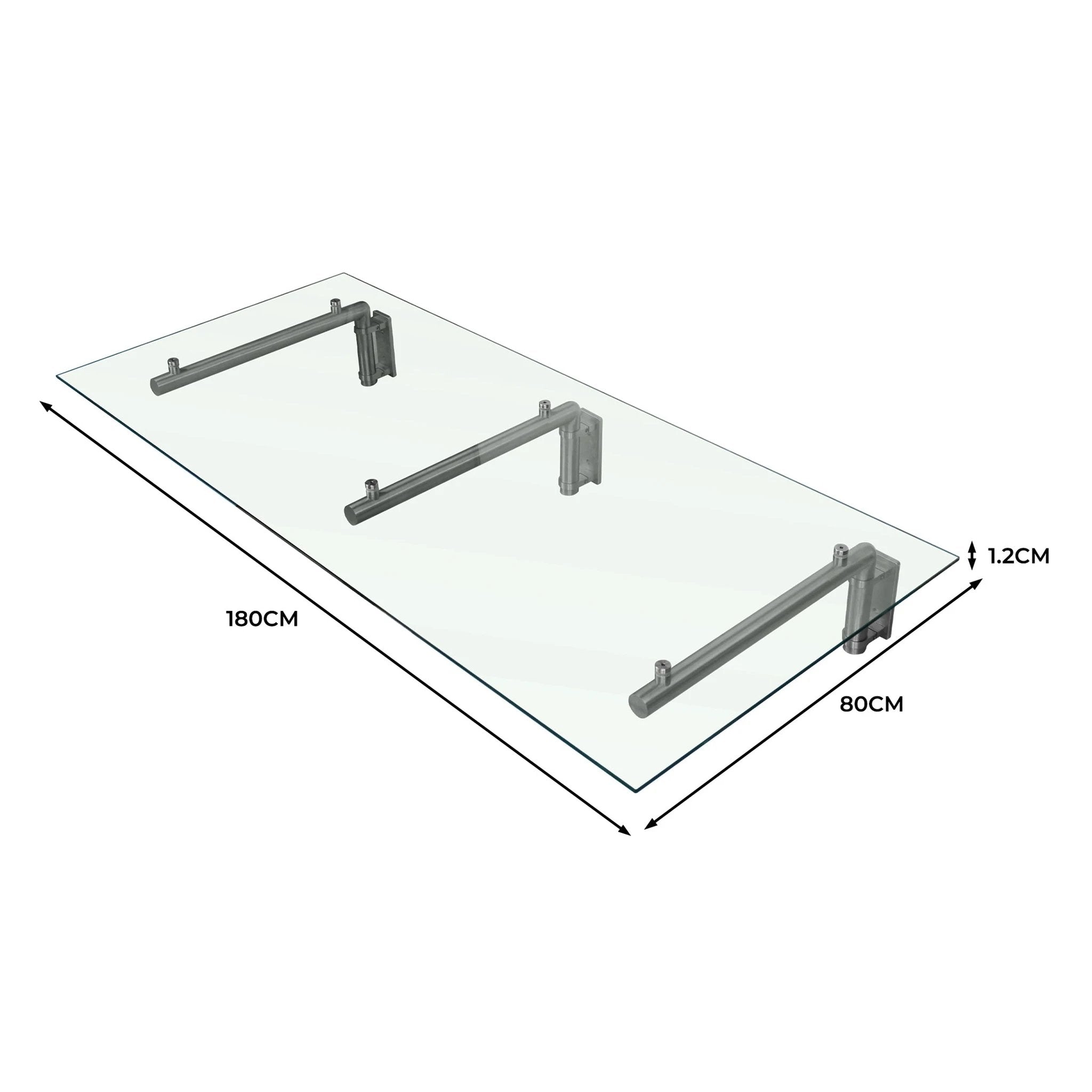 Glass Door Canopy & Brackets - 180cm W x 80cm D by Monster Shop