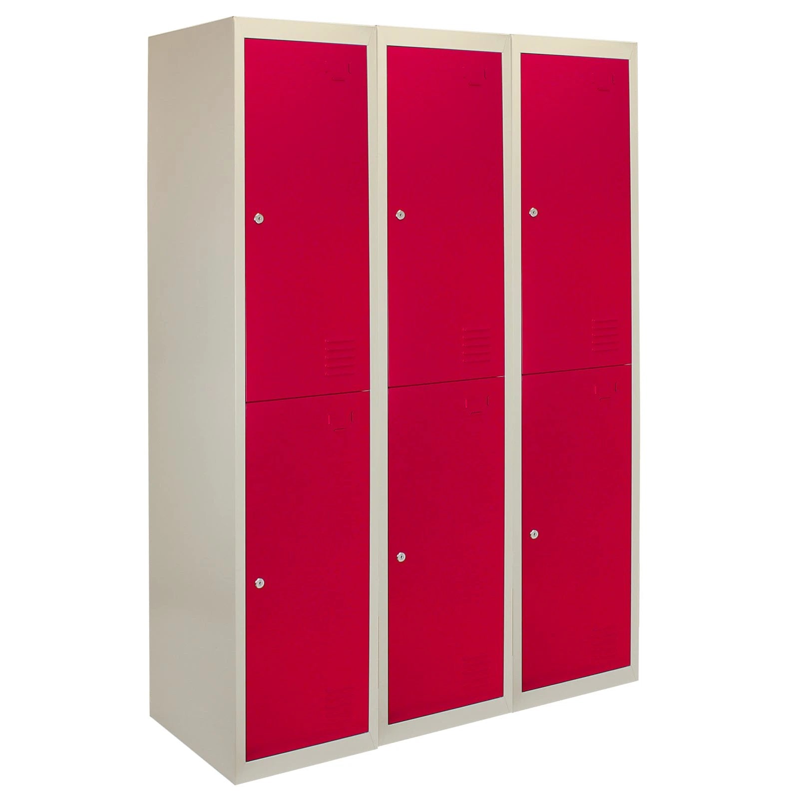 Monster Shop 3 x Metal Storage Lockers - Two Doors, Red - Flatpack -