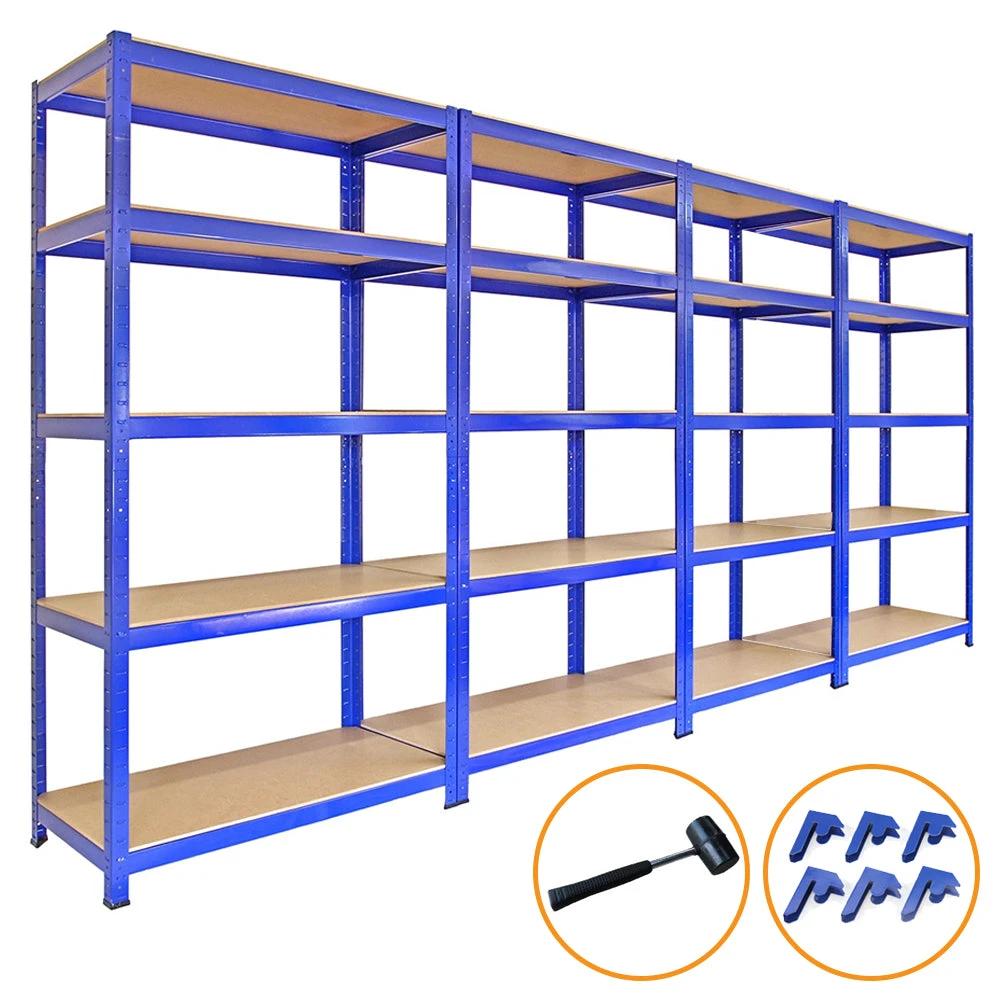 4 x 90cm Blue Storage Racks with 4200kg Capacity, Free Bay Connectors and Mallet by Monster Shop