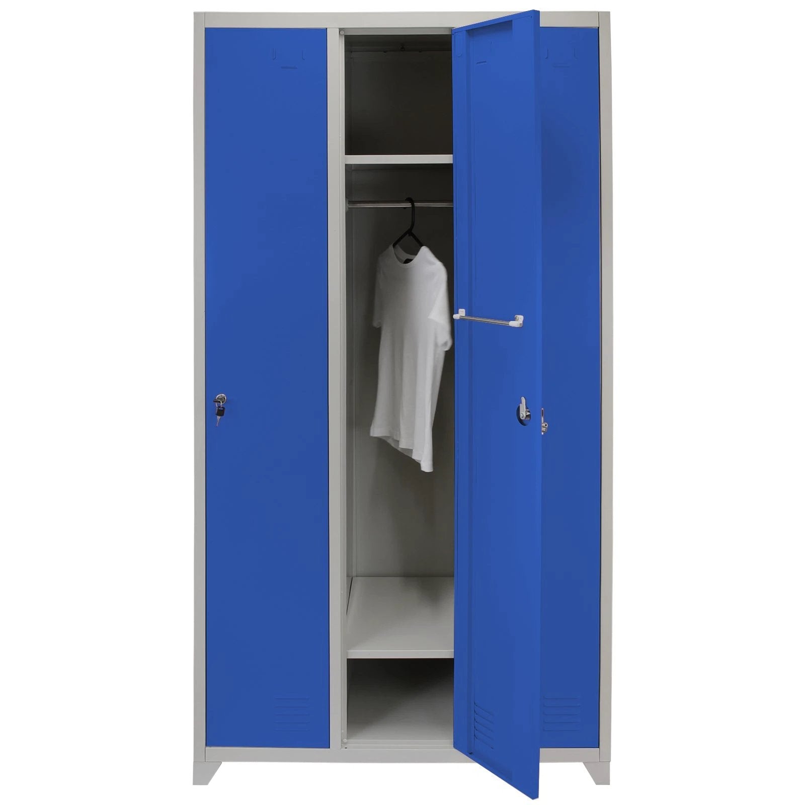 Monster Shop Metal Storage Lockers - Three Doors Wide, Blue -