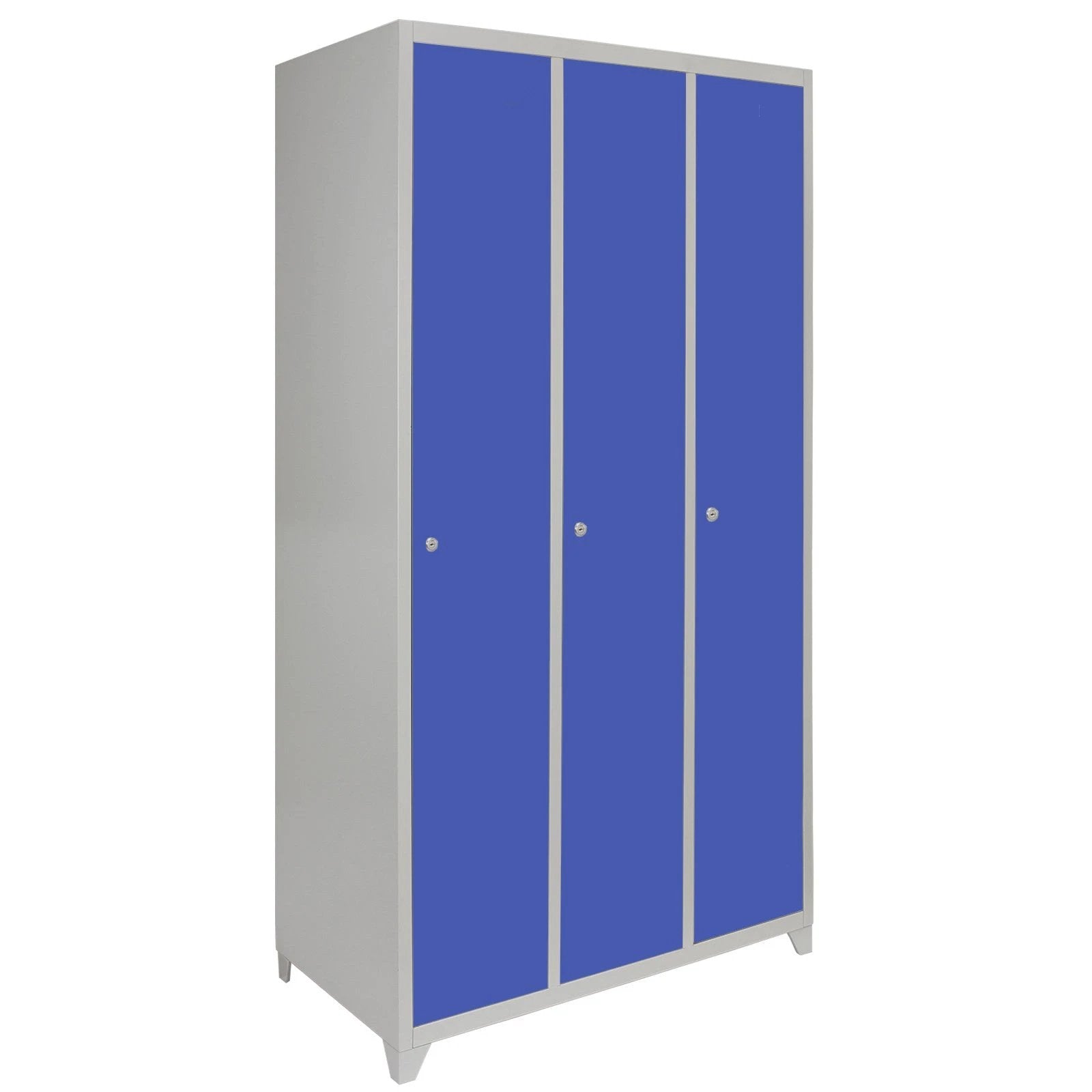 Monster Shop Metal Storage Lockers - Three Doors Wide, Blue -