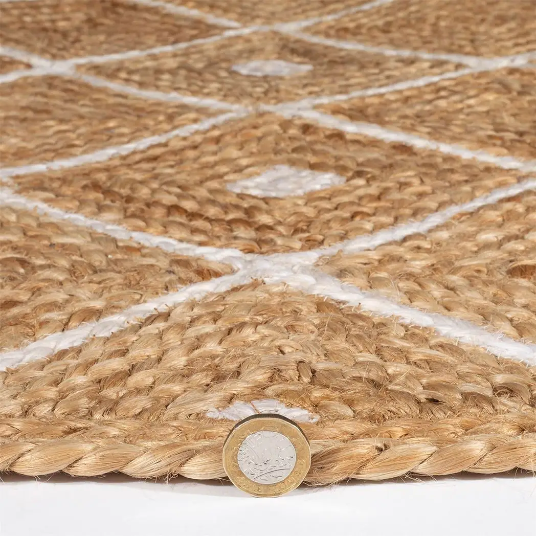 Esselle Home Prestbury Diamond Handbraided 120x170cm Natural Rug - Rug