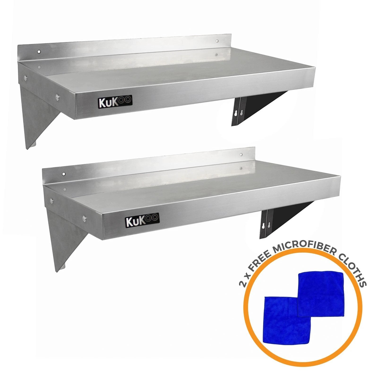 2 x KuKoo Stainless Steel Shelves 900mm x 300mm by Monster Shop